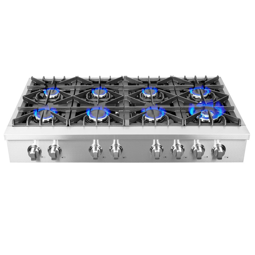 Forno Lseo 48 Inch 8 Burner Professional Gas Rangetop with Griddle - Stainless Steel Commercial Range (FCTGS5737 48) for Restaurant, Catering & Home Kitchen Use