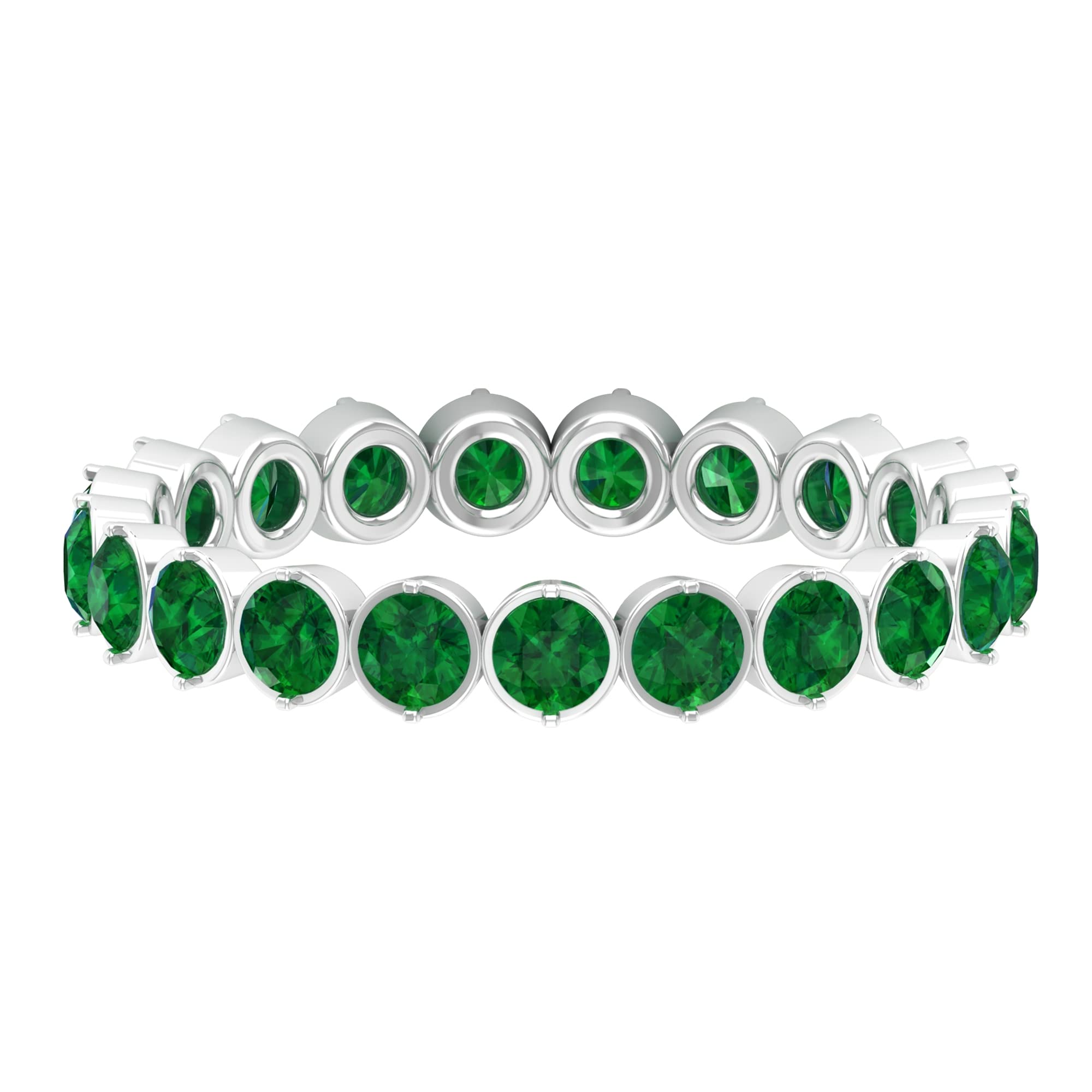 1.25 CT Emerald Eternity Ring - 14K Solid Gold Bezel Set Green Emerald Classic Wedding Band for Women - Perfect for Engagement, Anniversary & Special Occasions
