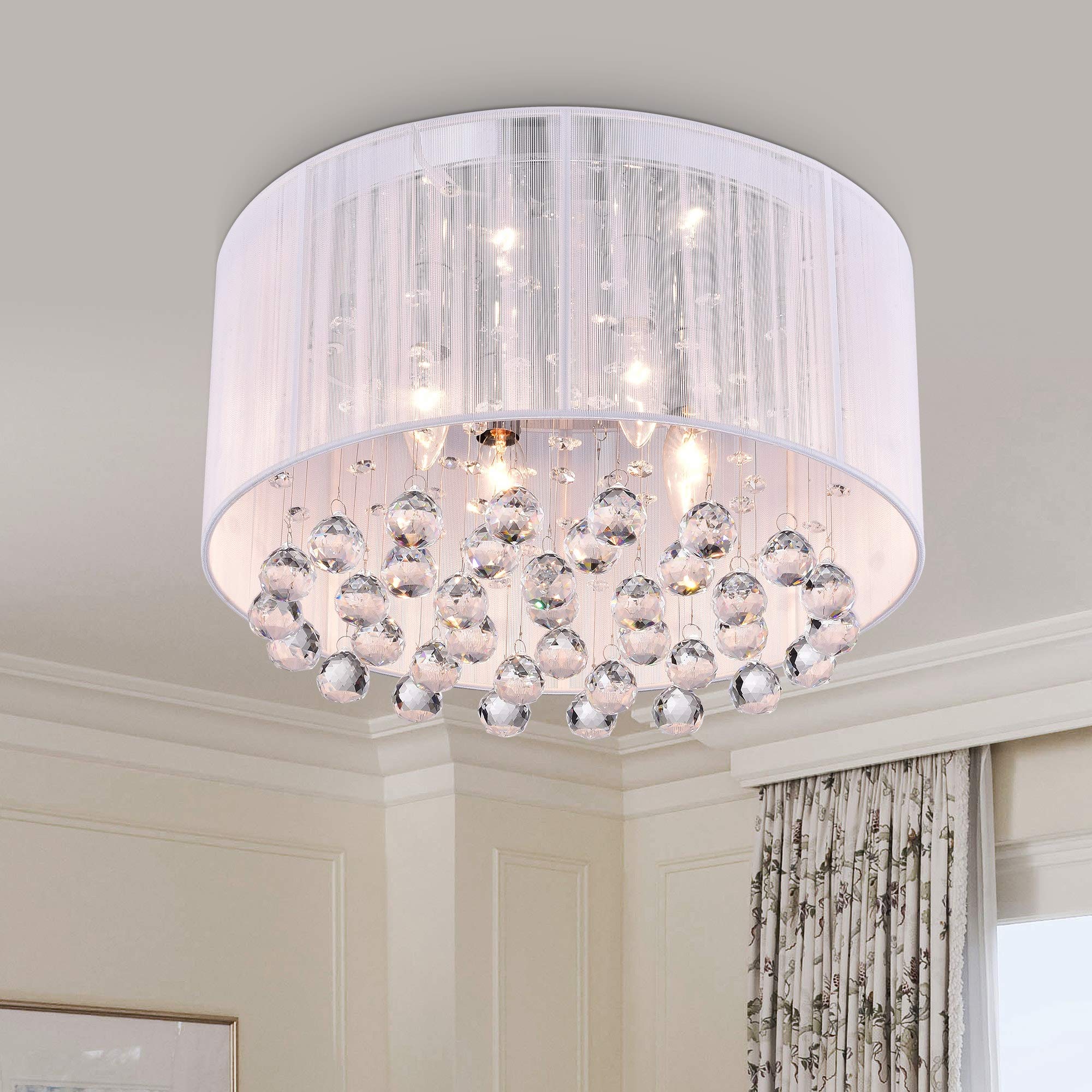 Modern White Chandelier - Contemporary & Traditional Iron Ceiling Light Fixture for Dining Room, Bedroom, or Living Room Decor
