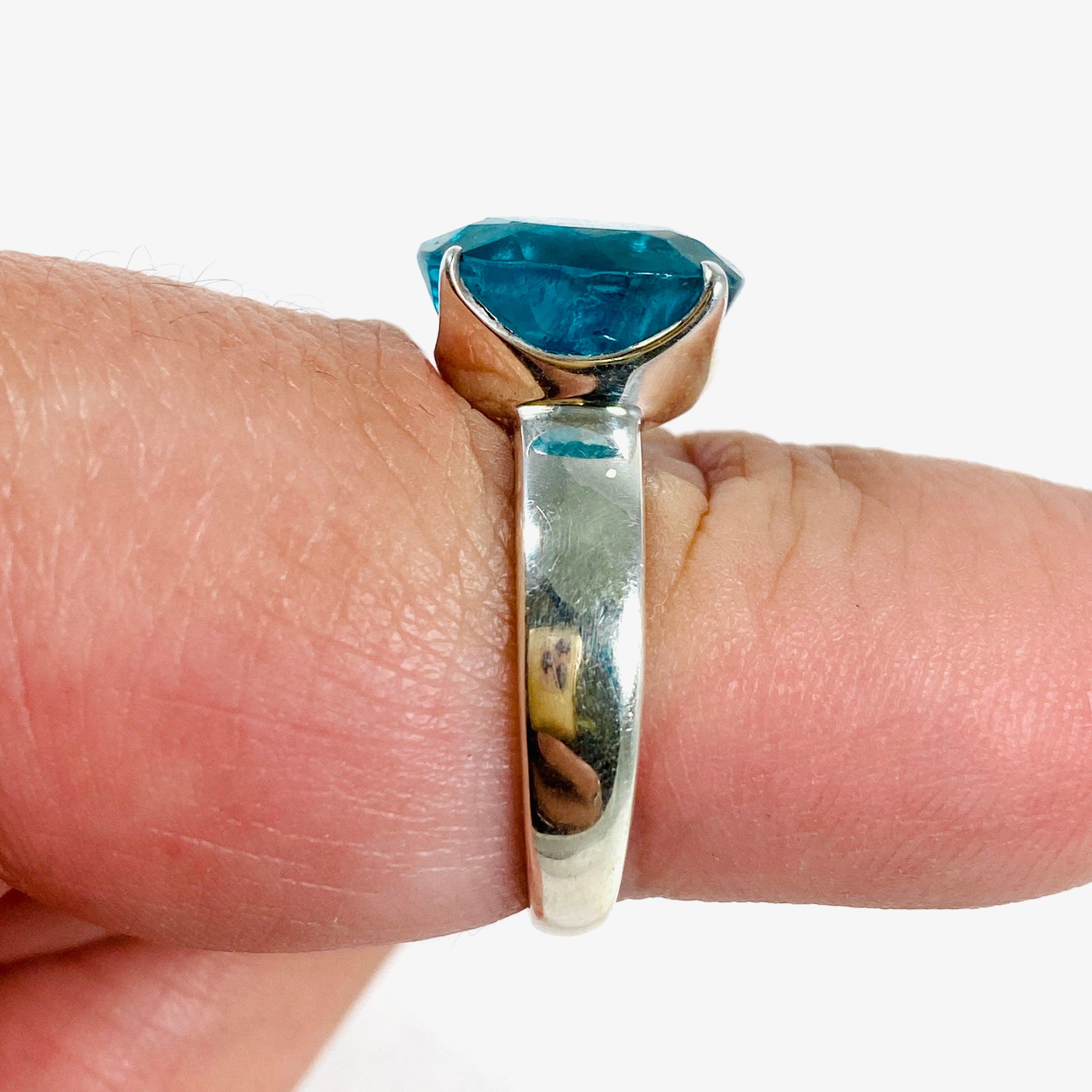 Fluorite Oval Faceted Ring - Size 9.5 - PRGJ306a - Elegant Gemstone Jewelry for Women, Perfect for Weddings, Parties & Special Occasions