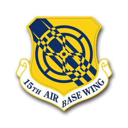 US Air Force 15th Air Base Wing Vinyl Decal Sticker Set - 3.8 Inch Military Emblem - 6 Pack Waterproof Car Laptop Helmet Decals - Perfect for Vehicles, Laptops, Helmets & Military Collectors