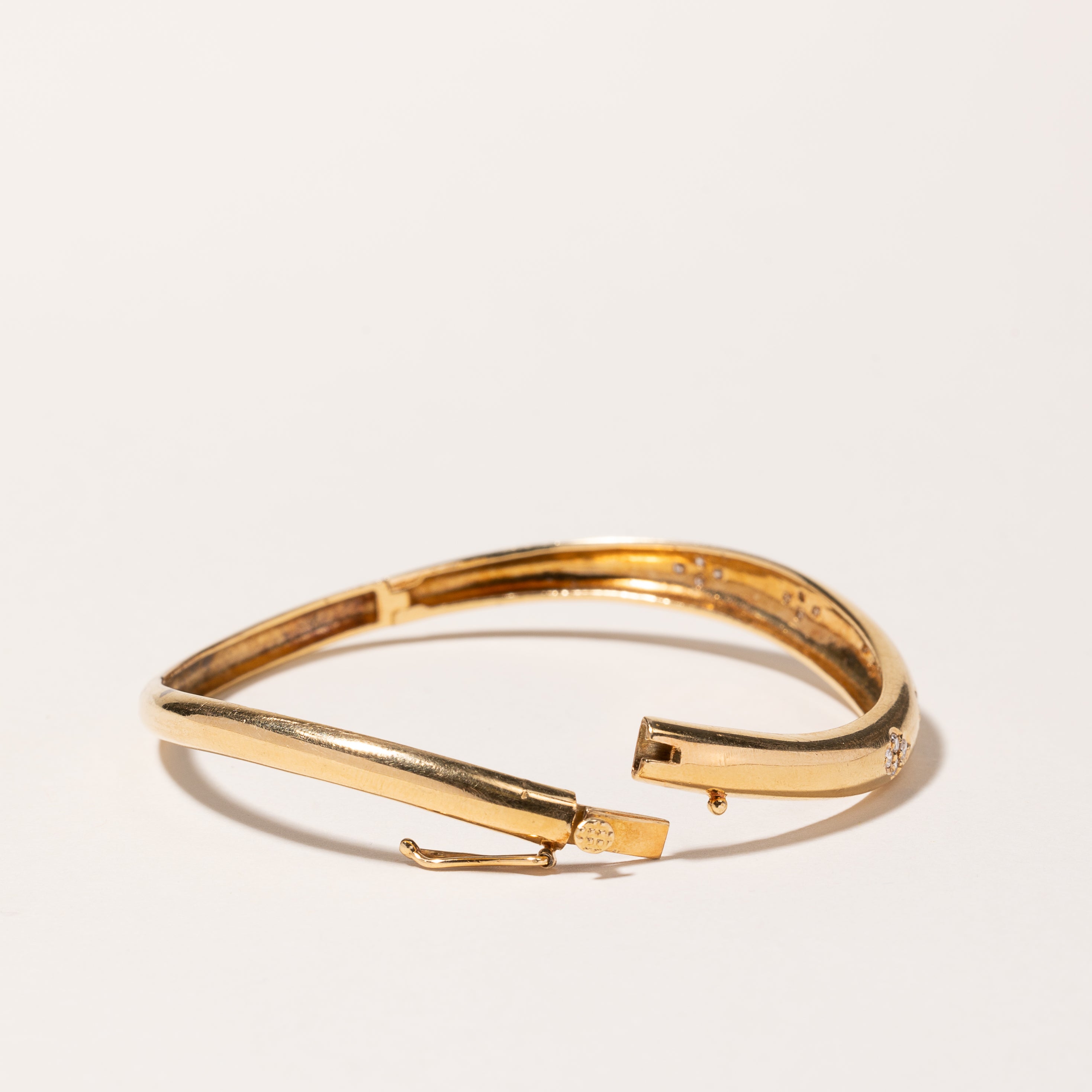 18K Yellow Gold Diamond Bangle Bracelet for Women | 0.27ctw Round Cut Diamond | Elegant Stackable Jewelry for Weddings, Anniversaries & Special Occasions