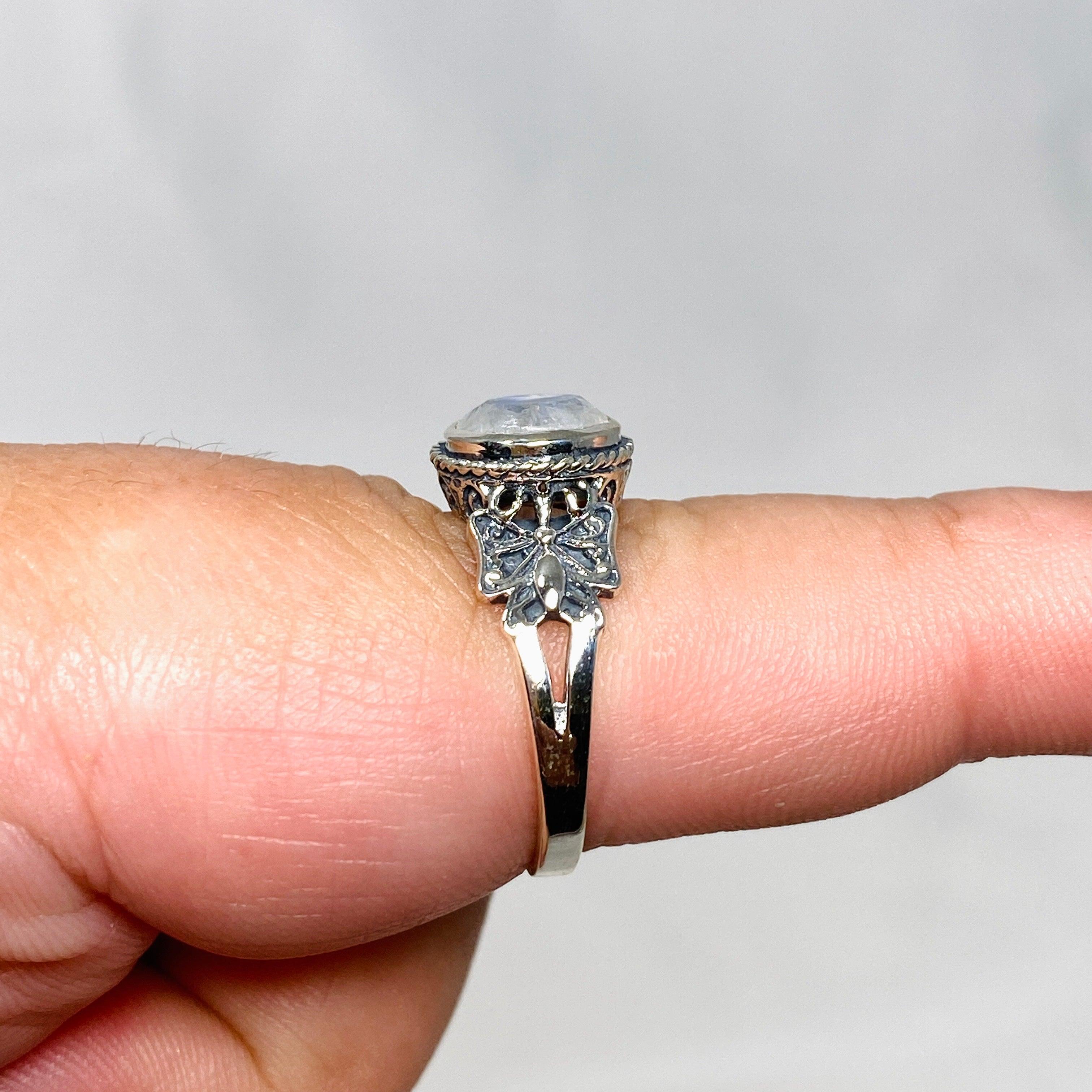 Moonstone Faceted Round Ring in Sterling Silver - Elegant Decorative Jewelry for Women | Perfect for Weddings, Parties & Special Occasions