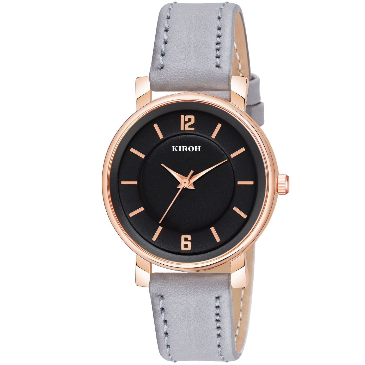 KIARVI GALLERY Women's Analog Watch with Stylish Leather Strap - Classic Grey Timepiece for Women & Girls | Perfect for Office, Casual Wear & Everyday Fashion
