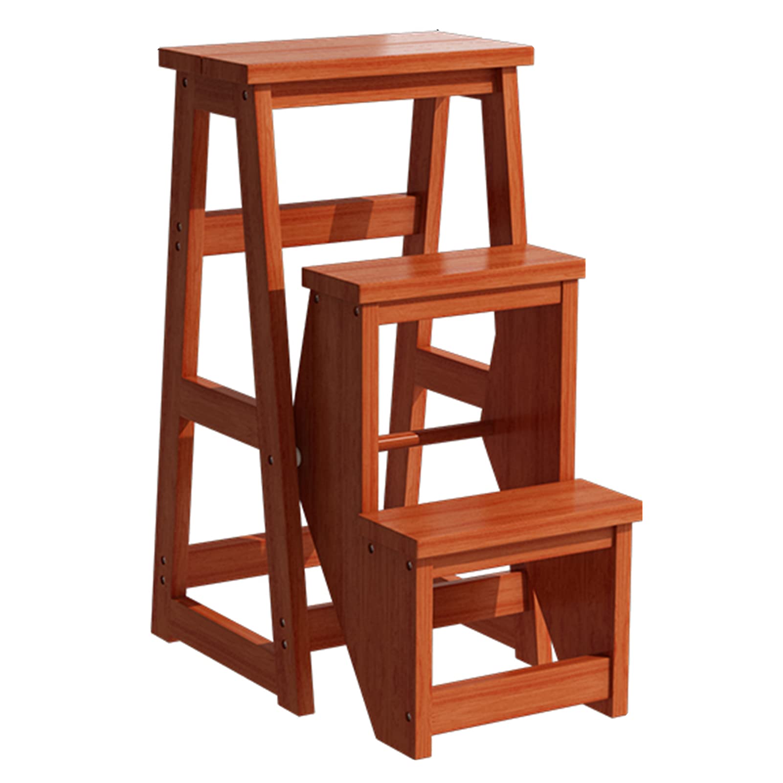 KAZUP Modern Multifunctional Wooden Folding Step Stool - Library Ladder Chair, Compact Step Ladder for Home, Kitchen, Bathroom & Office Use