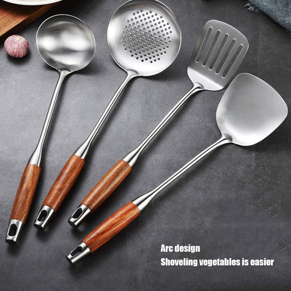 4-Piece Stainless Steel Cookware Set - 304 Rosewood Kitchen Utensils for Cooking, Baking & Serving - Perfect for Home Chefs & Gourmet Cooking