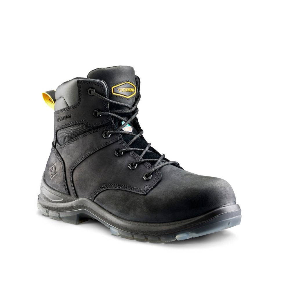 Terra Byrne Unisex 6-Inch Waterproof Composite Toe Work Boots TR0A839BBLK - Black Safety Shoes for Construction, Warehouse & Outdoor Work