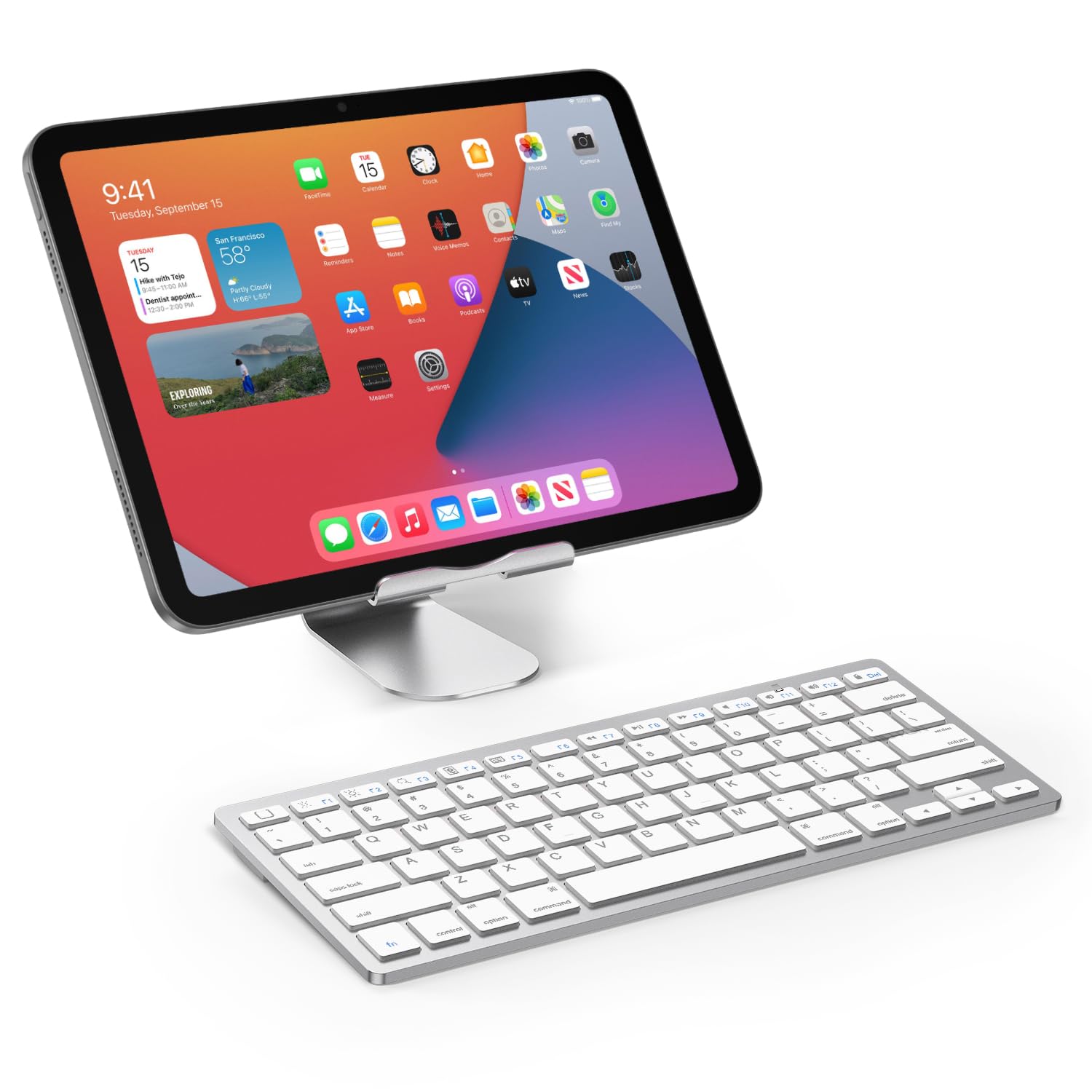 OMOTON Ultra-Slim Bluetooth Keyboard - Compatible with iPad 10th Gen, iPad 10.2 (9th/8th/7th), iPad Pro/Air/Mini (13/12.9/11 inch), iPhone & Other Bluetooth Devices - Ergonomic Wireless Keyboard for Home Office & Travel (White)