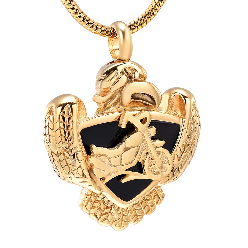 IMRSANL Cremation Jewelry Necklace - Eagle & Motorcycle Memorial Keepsake Pendant for Ashes - Urn Jewelry for Loved Ones | Perfect for Memorial Services, Remembrance Gifts & Honoring Passed Family Members