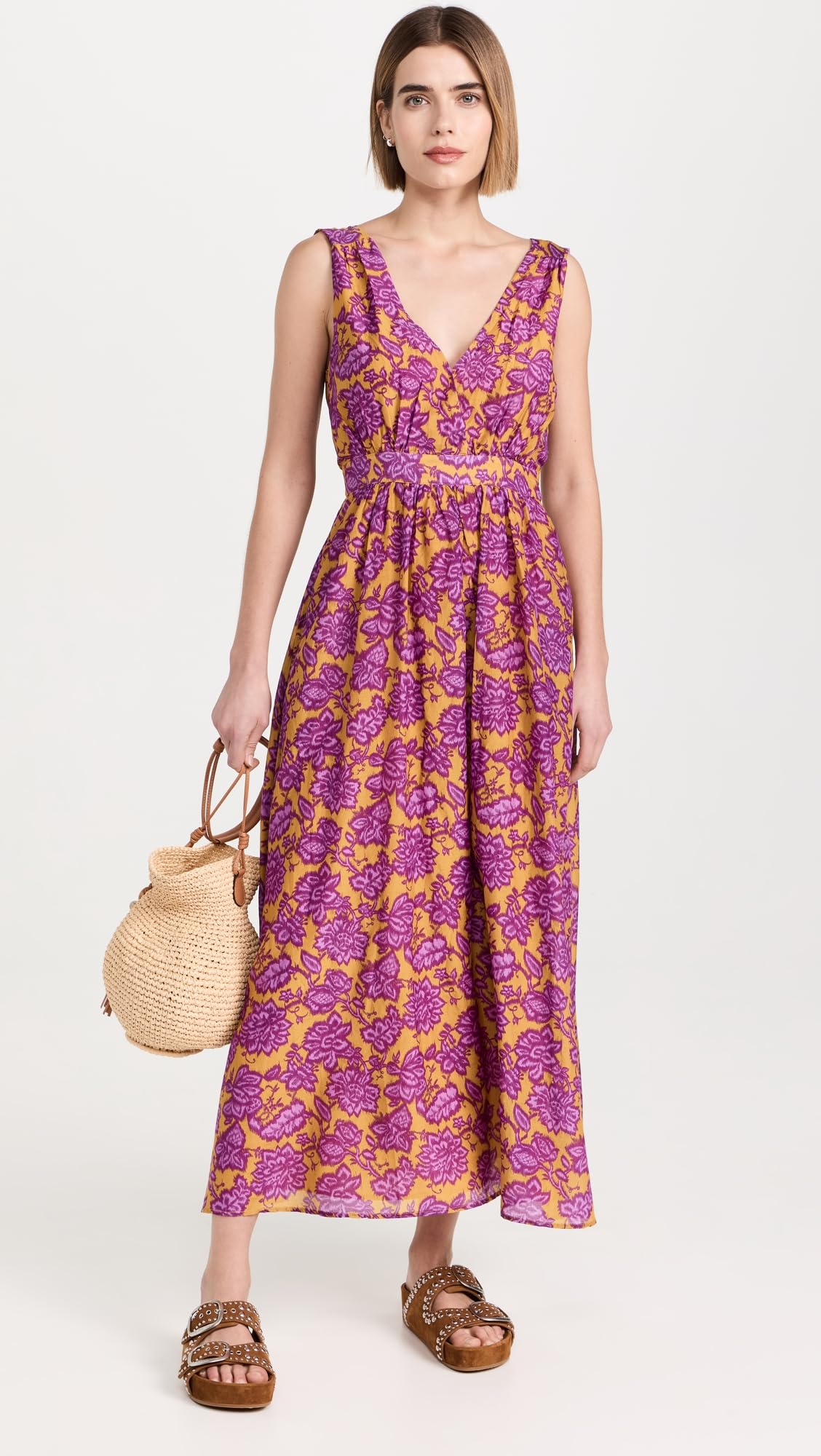 XIRENA Women's Rayven Dress - Flowy Summer Maxi Dress with Floral Print, V-Neck & Side Slits | Perfect for Beach Vacations, Date Nights & Casual Outings