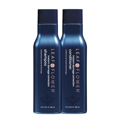 Leaf and Flower Instant Damage Repair Shampoo & Conditioner Set - 12oz Duo for Dry, Damaged Hair | Color Safe & Sulfate Free Hair Care for Daily Use at Home or Salon