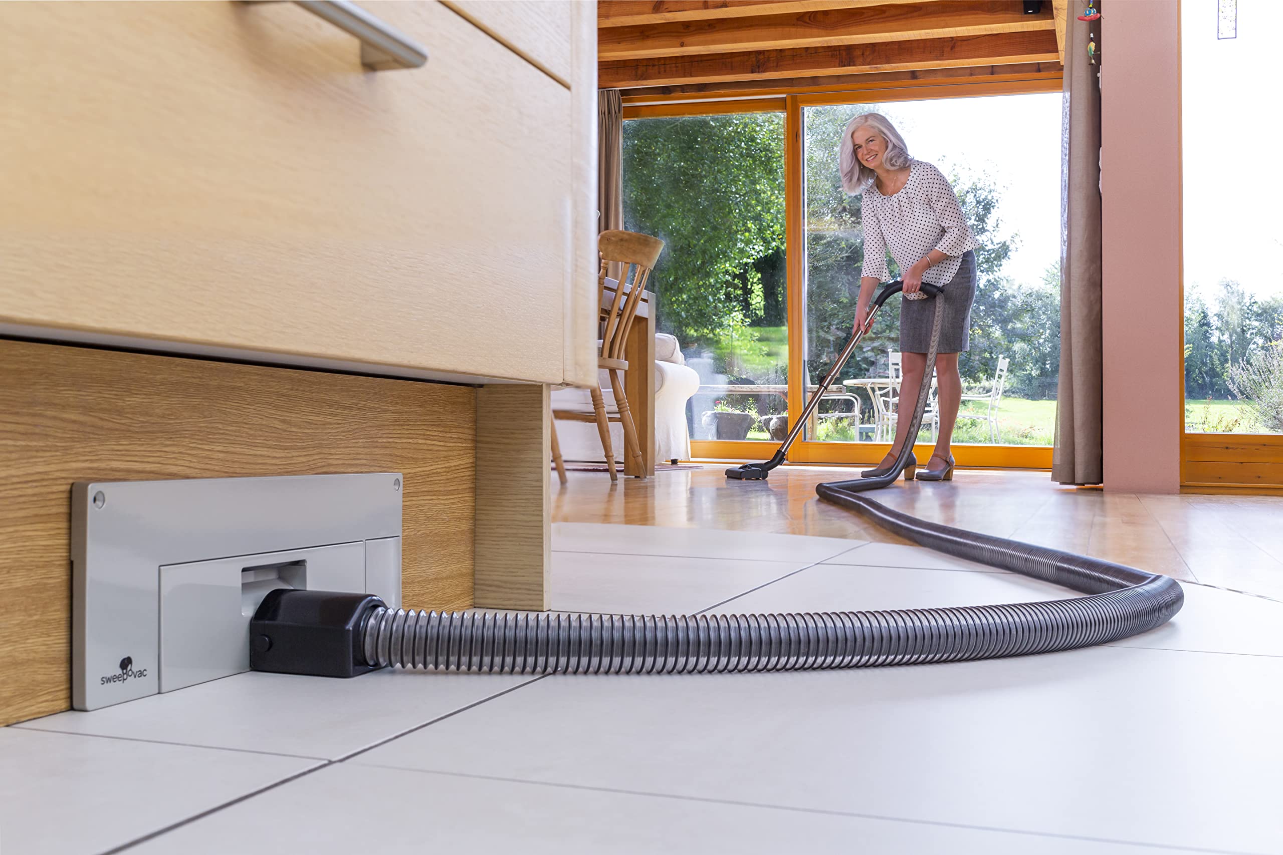 Big Kick Under-Counter Kitchen Vacuum in Silver - Compact Built-in Trash System for Modern Kitchens & Small Spaces