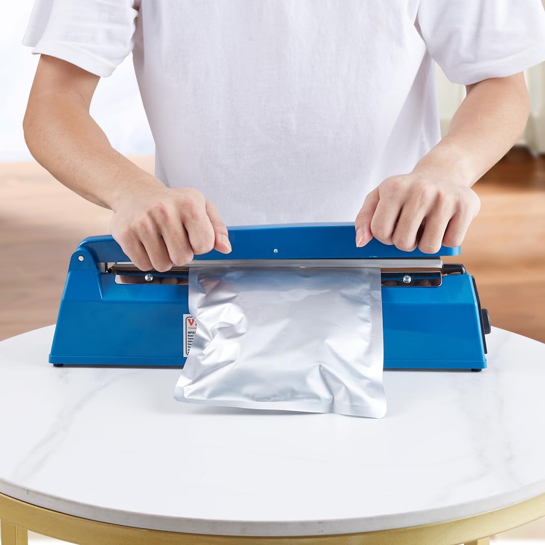 VEVOR 12 Inch Manual Impulse Sealer with Adjustable Temperature Control | Heat Sealing Machine for Plastic, Mylar, PE & PP Bags | Portable Shrink Wrap Bag Sealer with Extra Replacement Kit | Ideal for Food Packaging, Retail & Warehouse Use