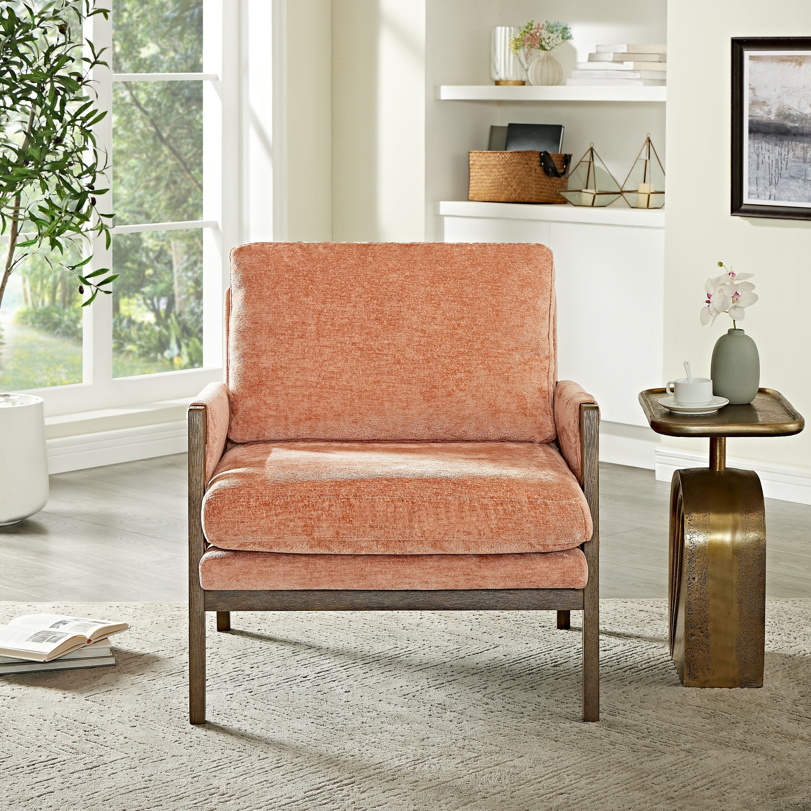 Kelly Mid Century Modern Velvet Accent Armchair - Stylish Roundhill Furniture for Living Room, Bedroom & Office - Comfortable Lounge Chair for Home Decor