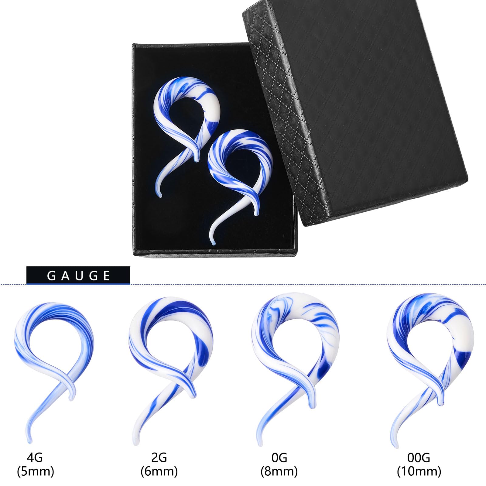 Stuppendux 2Pcs Spiral Glass Ear Tapers - Ear Plugs, Tunnels & Expander for Stretching - Body Piercing Jewelry for Men & Women - Perfect for Gauges, Hangers & Everyday Wear