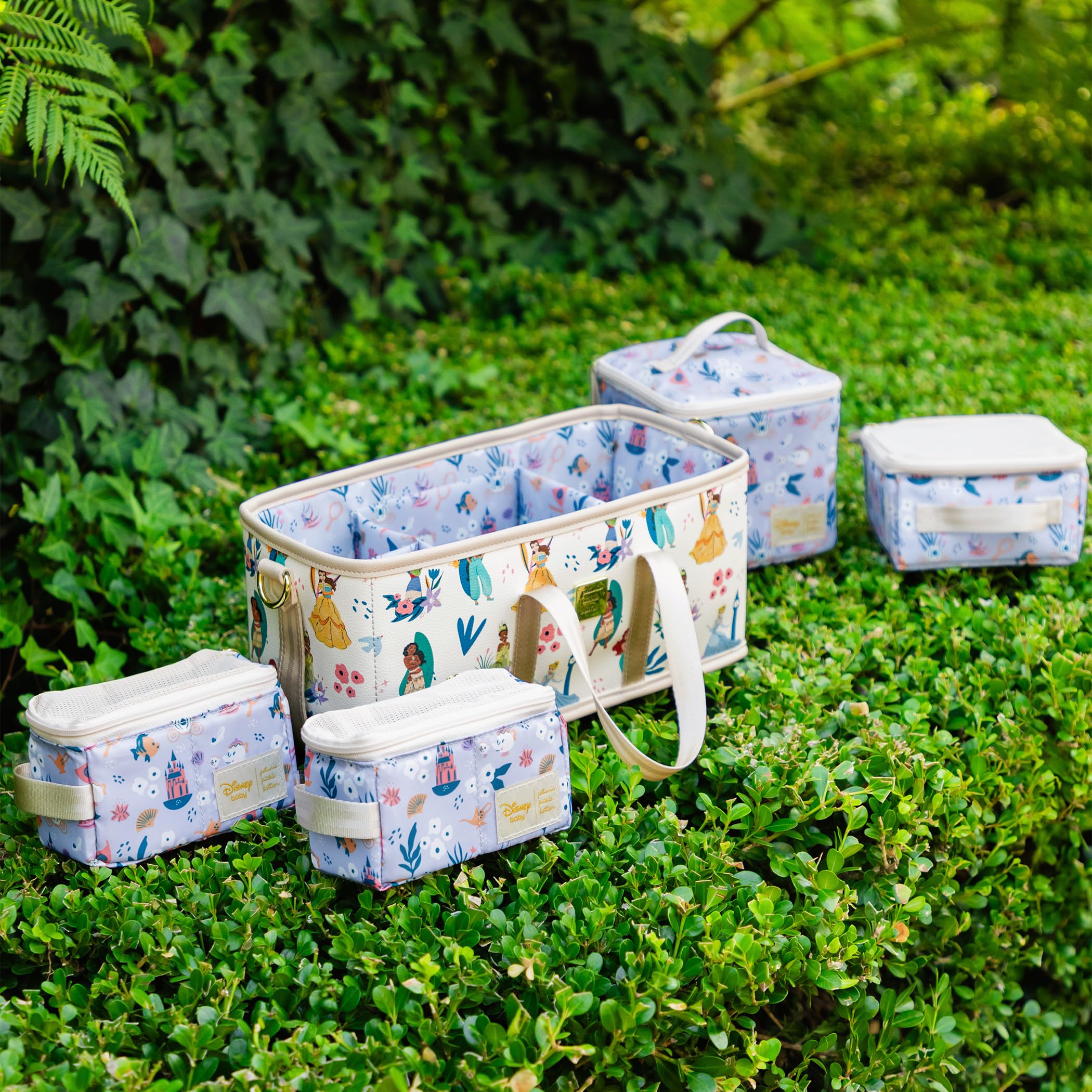 Petunia Pickle Bottom Deluxe Baby Diaper Caddy Organizer - Disney Princess Courage & Kindness Design for Diaper Bags, Strollers & Nursery Organization | Perfect for New Moms & Baby Showers