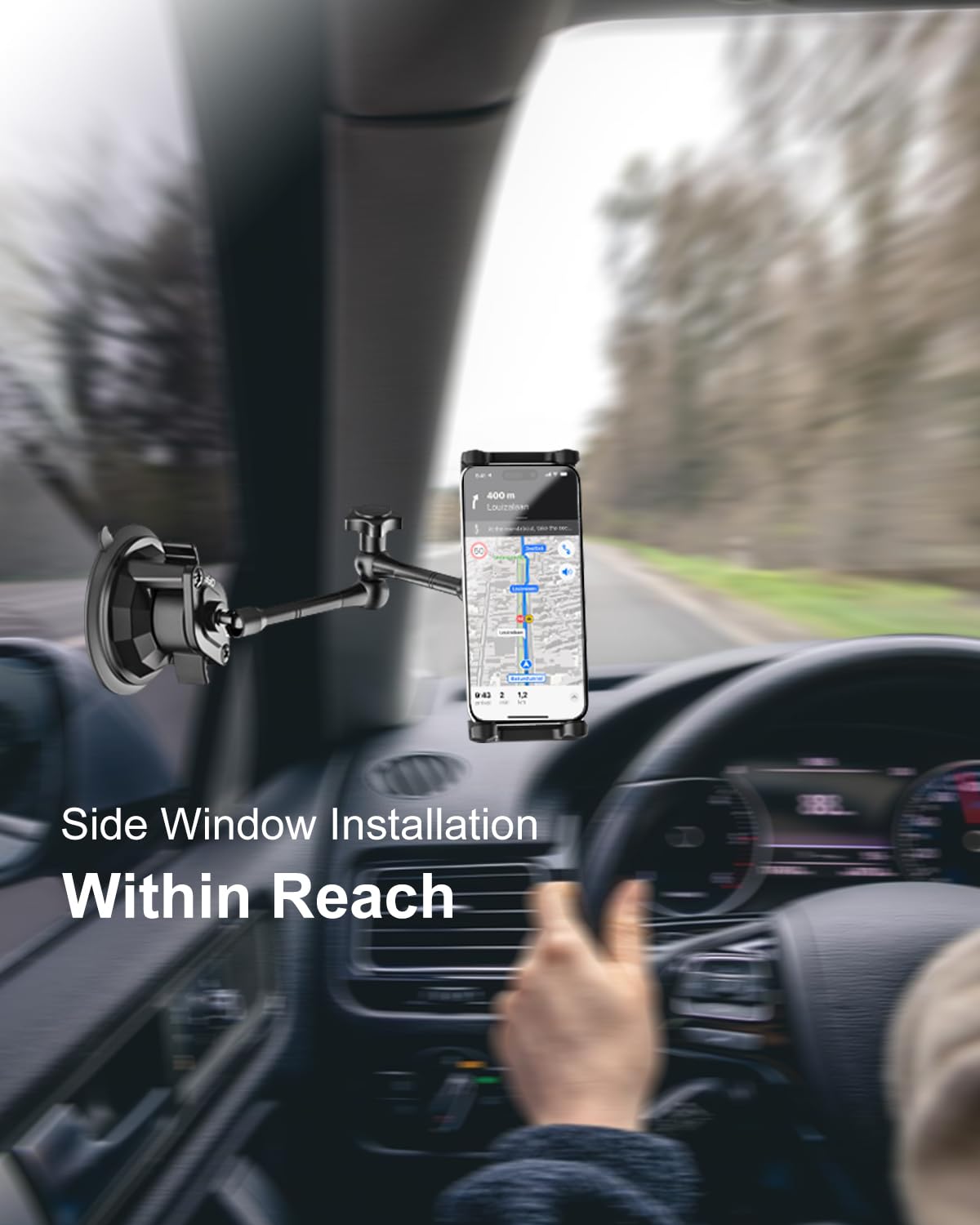 Sunroof Tablet Holder Mount for Car & Truck - Anti-Shake Dashboard & Windshield Stand for iPad Pro/Air (4-12.9