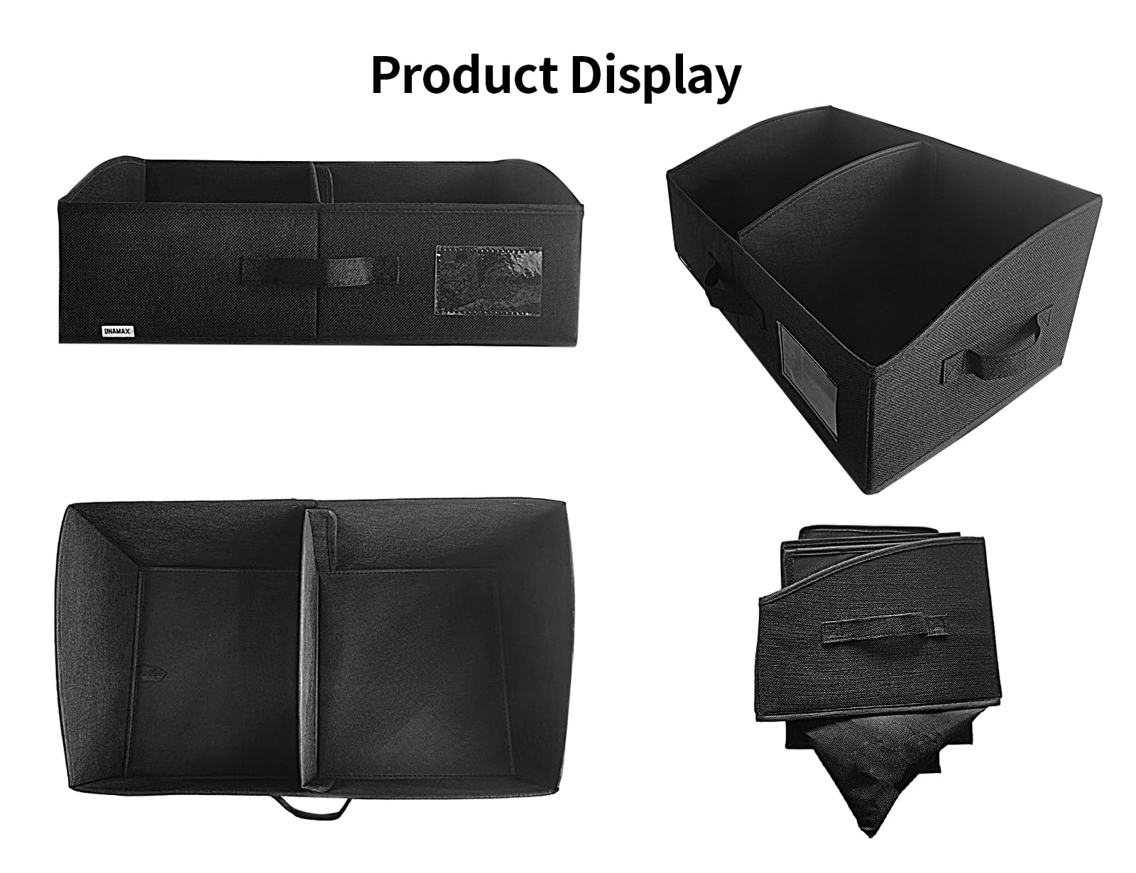 3 Pack Foldable Fabric Storage Bins - Large Trapezoid Organizer Baskets for Clothes, Toys, Books & More (Black, 20x11.2x8.3 Inches) - Perfect for Closet, Nursery, Bathroom & Home Organization