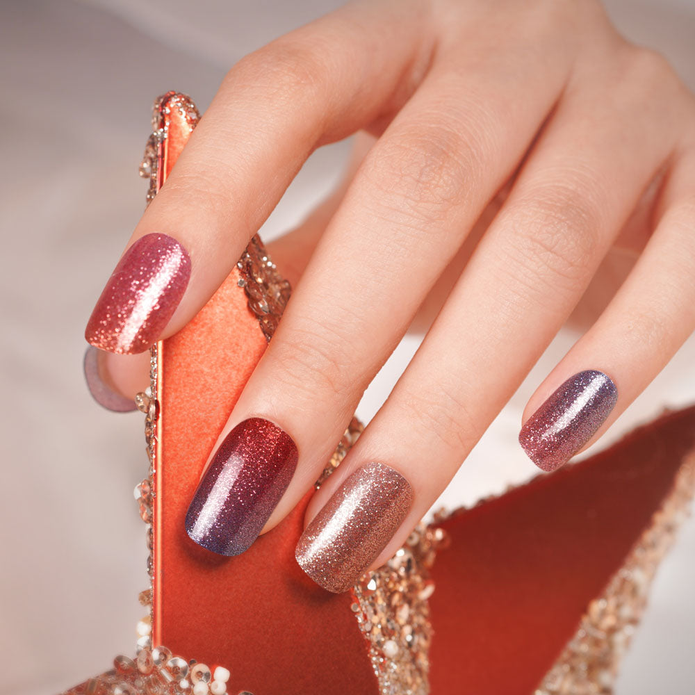 Twilight Shimmer Semi Cured Gel Nail Strips - Long Lasting DIY Nail Art Kit for Home Manicure | Perfect for Parties, Weddings & Special Occasions