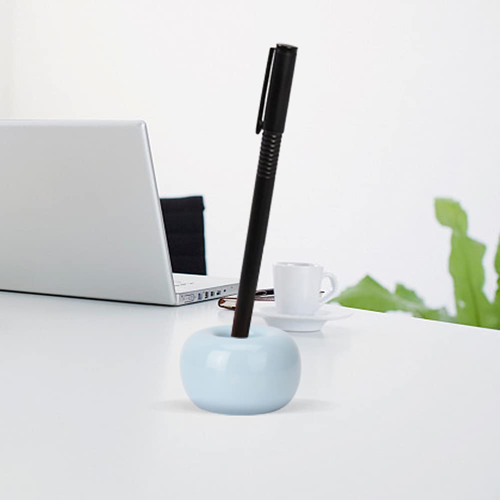 FTVOGUE Mini Ceramic Toothbrush Holder - Donut-Shaped Bathroom Organizer for Couples & Kids, Multi-Functional Toothbrush Stand with Cotton Swab Holder - Perfect for Small Bathrooms, Vanities & Travel
