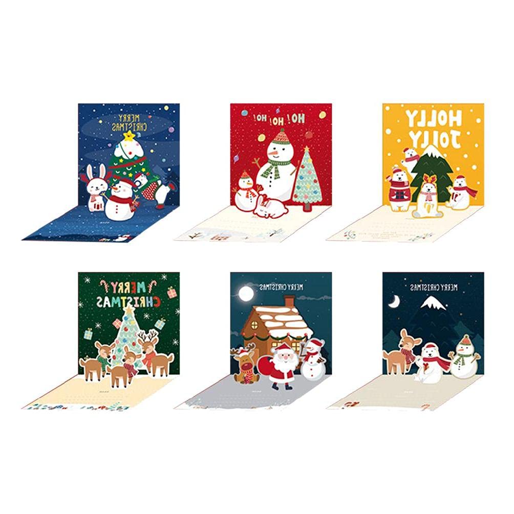 3D Pop-Up Christmas Cards Set with Envelopes - Holiday Greeting Cards for New Year Party Gifts