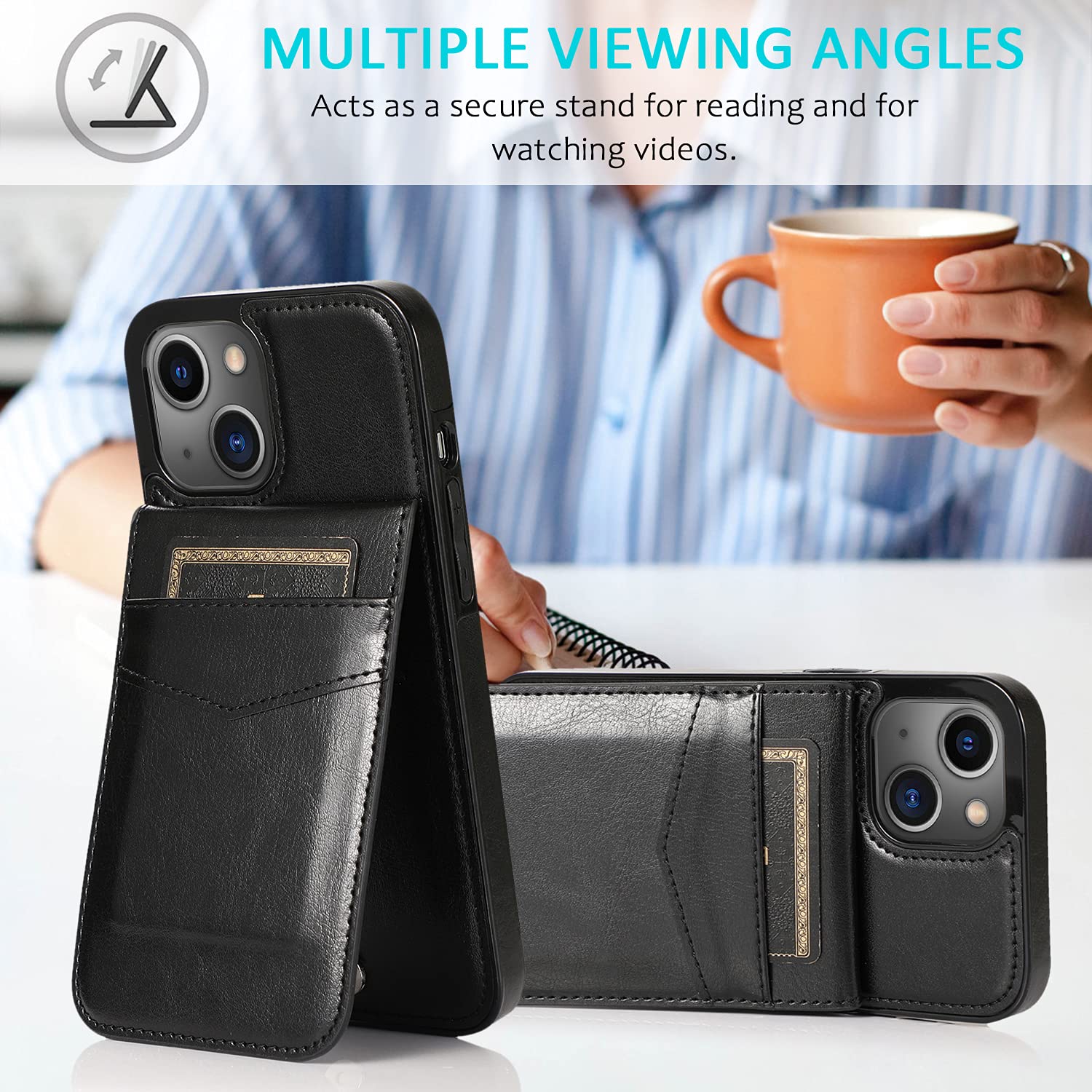 Premium PU Leather Wallet Case for iPhone 13 Pro (6.1