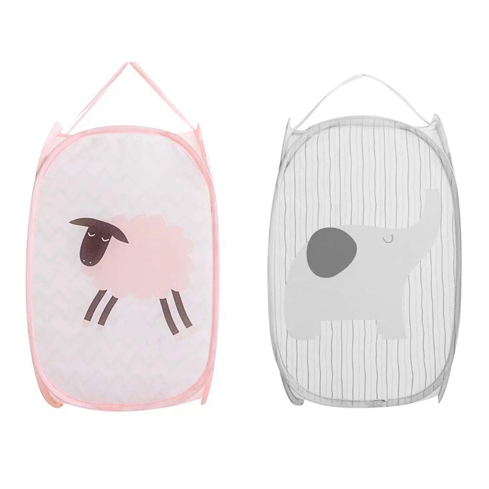 TOPBATHY 2-Pack Collapsible Laundry Basket & Hamper - Foldable Mesh Storage Bin for Clothes, Toys & Organizing - Space-Saving Pop-Up Design for Bedroom, Bathroom & Dorm Use