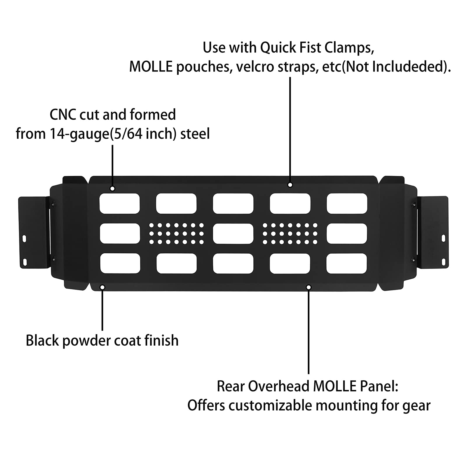u-Box JLU Rear Overhead MOLLE Panel Storage Bracket for Jeep Wrangler JL 4-Door Unlimited (2018-2025) - Perfect for Off-Road Gear Organization & Adventure Storage