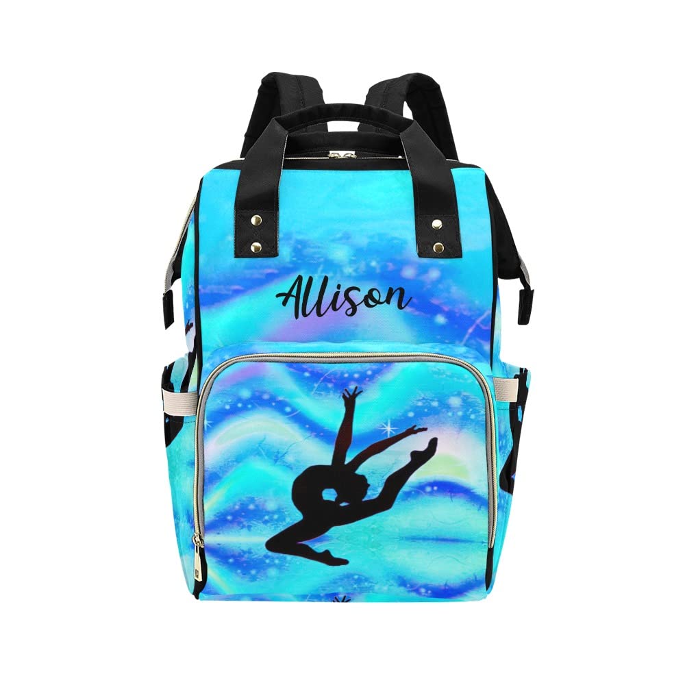 Personalized Black Gymnastics Backpack - Diaper Bag for Travel & Nursing (Men/Women) - Perfect for Gym & Baby Care