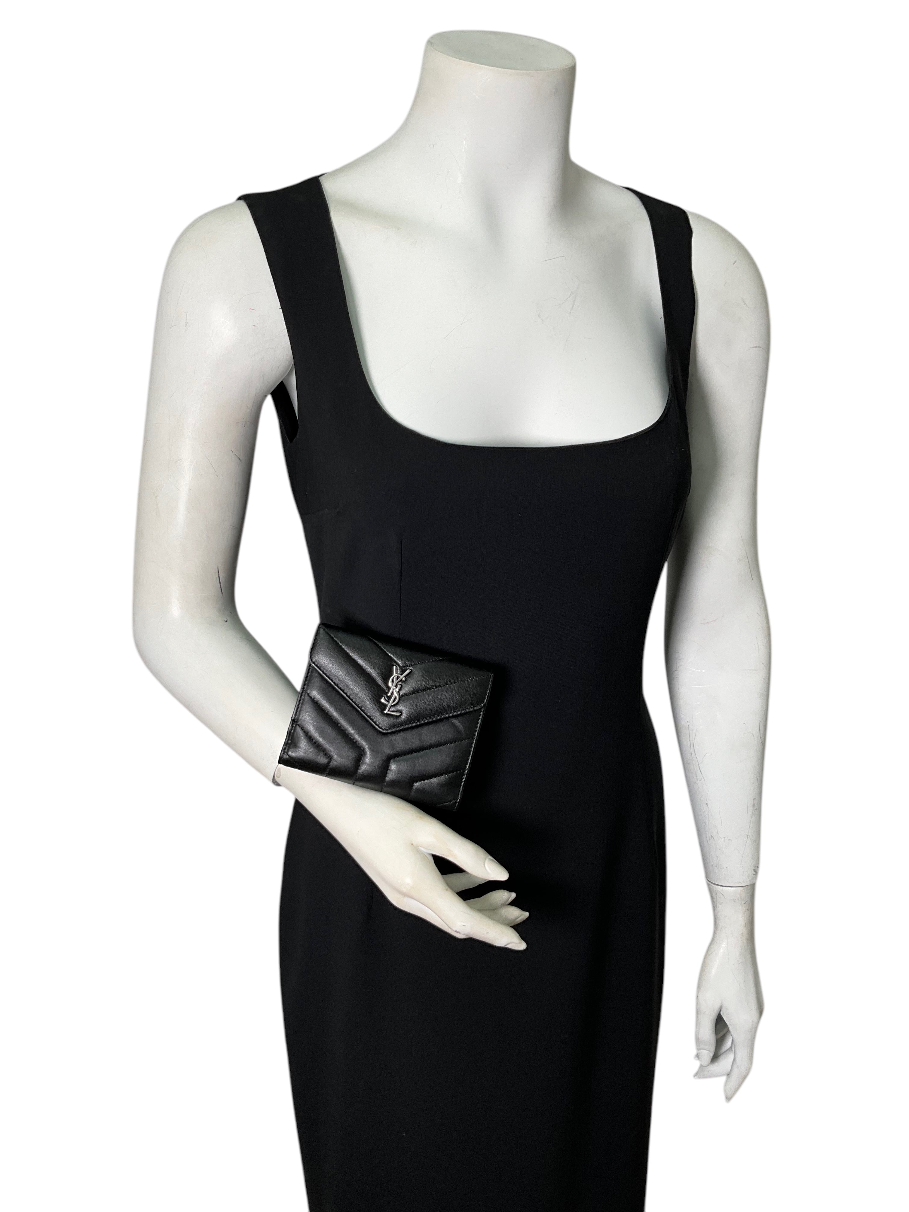 Saint Laurent YSL Quilted Lambskin Compact Loulou Wallet - Luxury Designer Wristlet Clutch for Women | Perfect for Evening Events, Parties & Date Nights