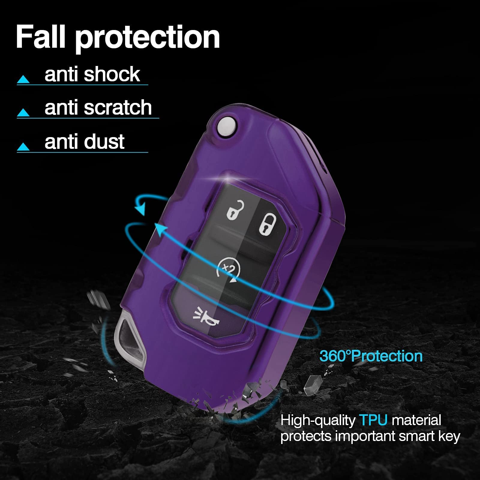 YaSeim Soft TPU Key Fob Case Cover Compatible with 2018-2021 Jeep Gladiator JT & Wrangler JL/JLU (Sahara, Rubicon Models) - Durable Protective Keychain Accessories for Outdoor Adventures and Daily Use