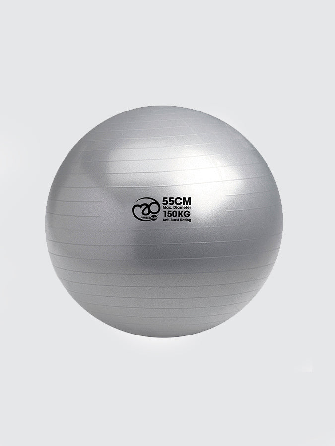 Premium Anti-Burst Swiss Exercise Ball 55cm with Pump - Silver | Yoga, Pilates, Stability Training & Home Gym Workouts