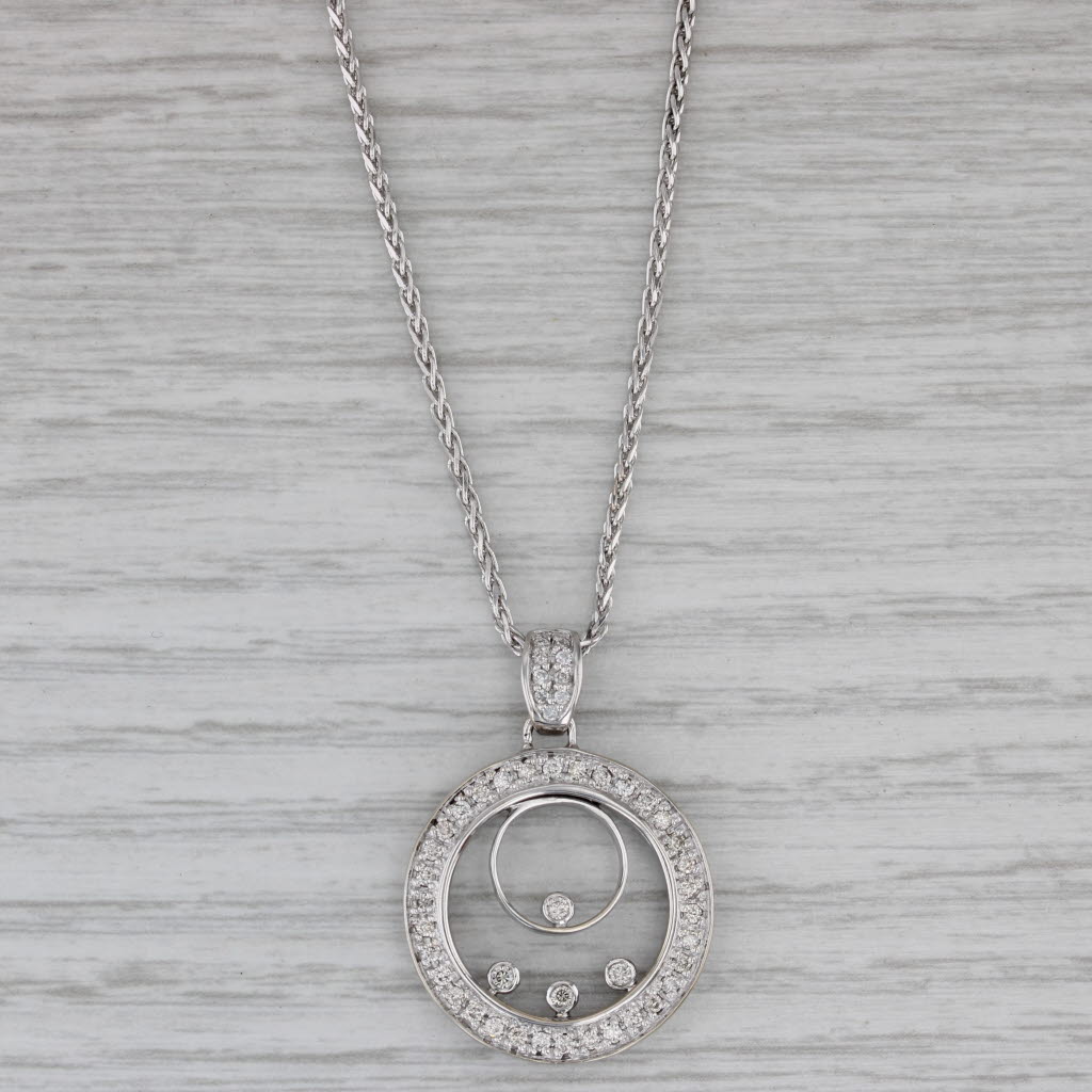 0.70ctw Diamond Eternity Circle Pendant Necklace - 18k White Gold Wheat Chain for Women | Elegant Jewelry Gift for Anniversary, Valentine's Day & Special Occasions