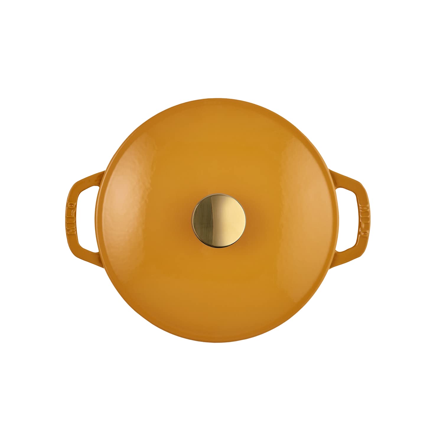 Premium 3.5-Quart Enameled Cast Iron Dutch Oven with Lid - Kana Milo Series | Heavy Duty Casserole Pot for Baking, Braising & Slow Cooking | Oven & Dishwasher Safe Enamel Coating | Dijon with Gold Knob | Perfect for Soups, Stews & Family Dinners