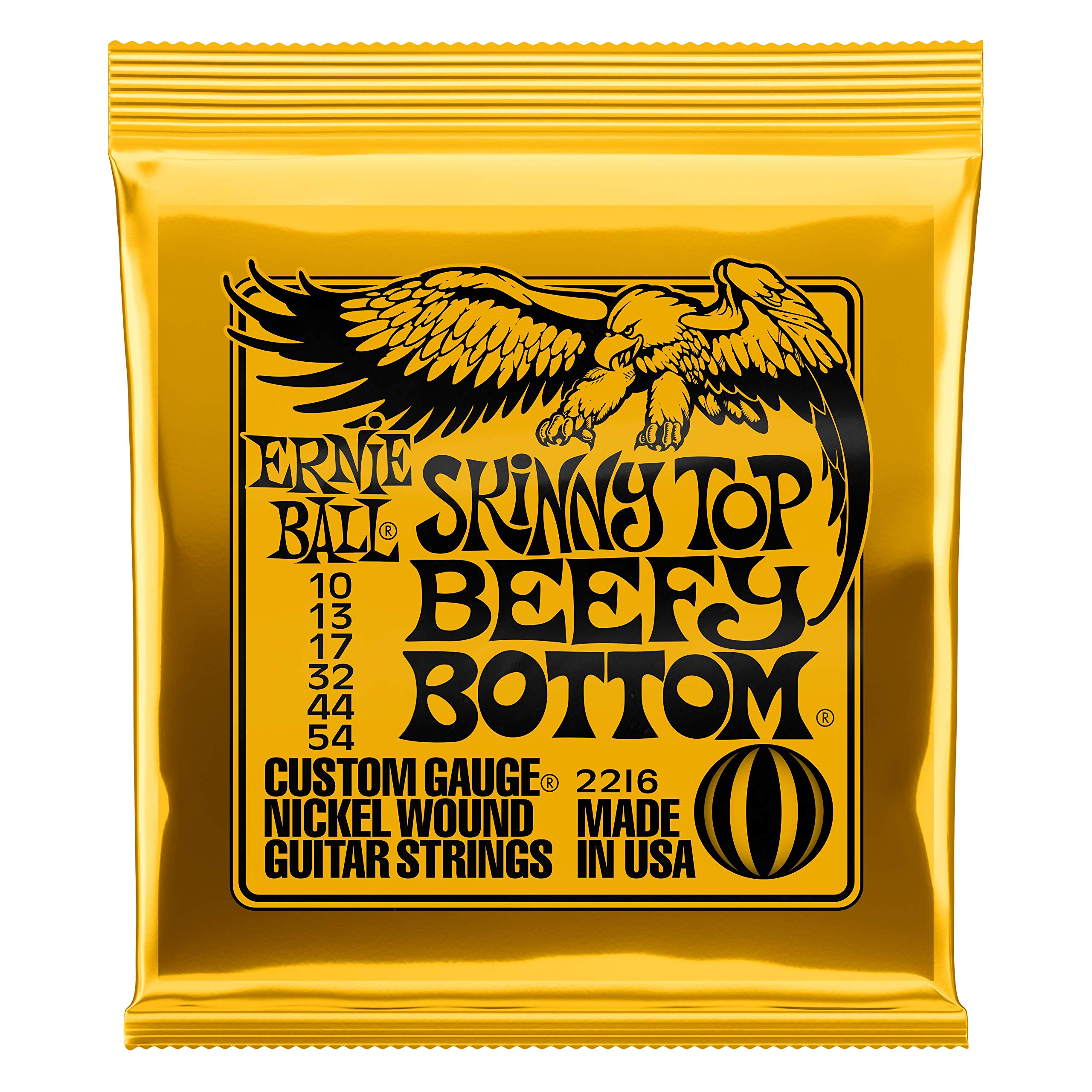 Ernie Ball Skinny Top Beefy Bottom Slinky Nickel Wound Electric Guitar Strings 10-54 Gauge (P02216) - Perfect for Rock, Metal & Heavy Riffs - Studio & Stage Performance