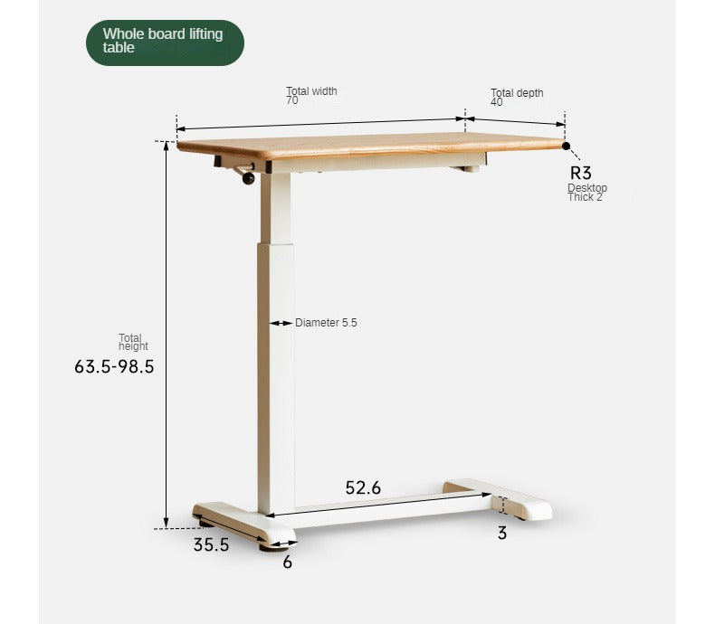 Solid Oak Wood Adjustable Height Folding Desk - Portable Home Office Workstation for Small Spaces, Dorm Rooms & Remote Work