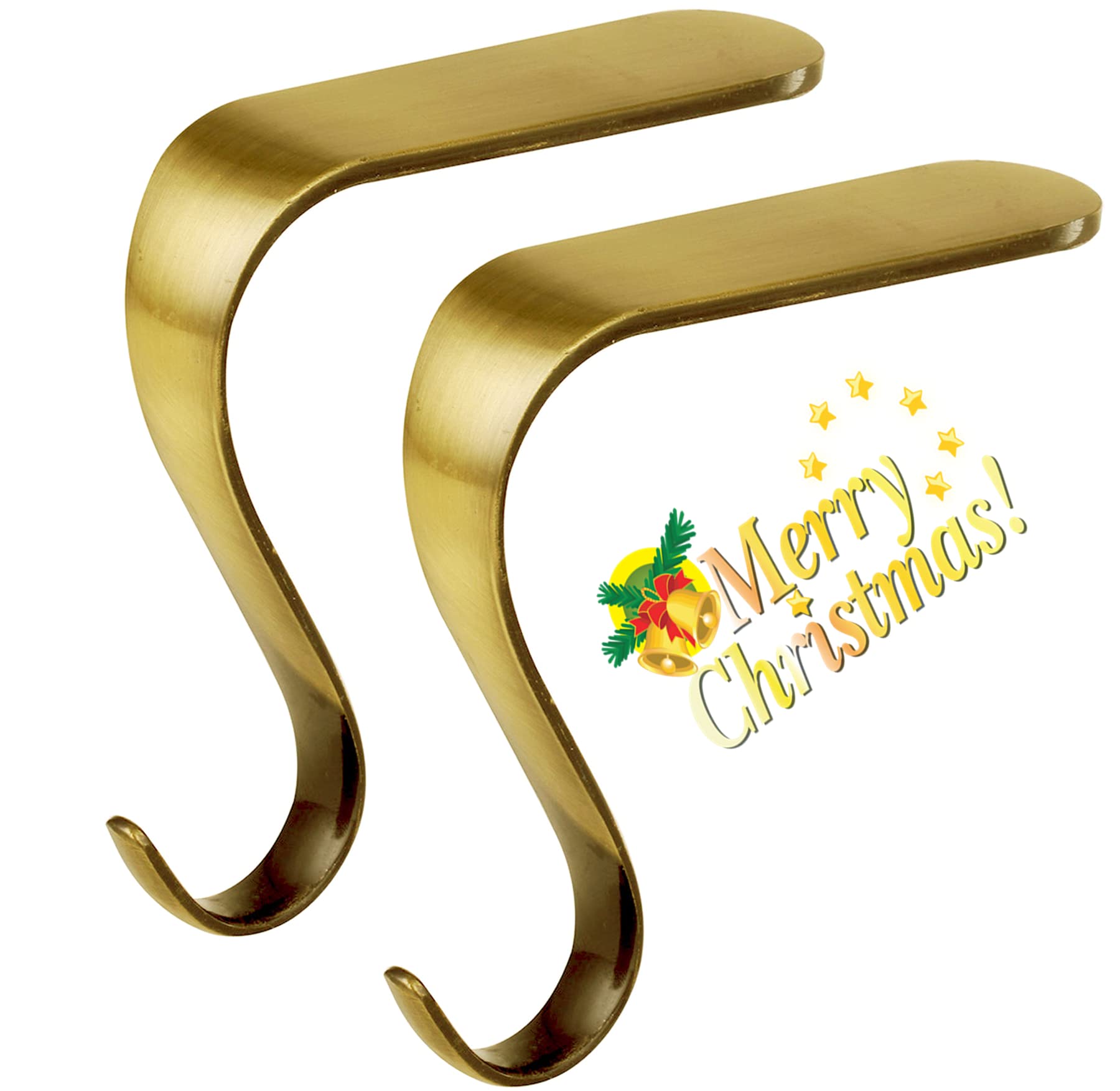 4 Pack Christmas Stocking Holders - Bronze Metal Mantel Hangers with Non-Slip Design for Fireplace, Holiday Decorations - Perfect for Christmas Party, Home Decor & Festive Fireplace Stocking Display