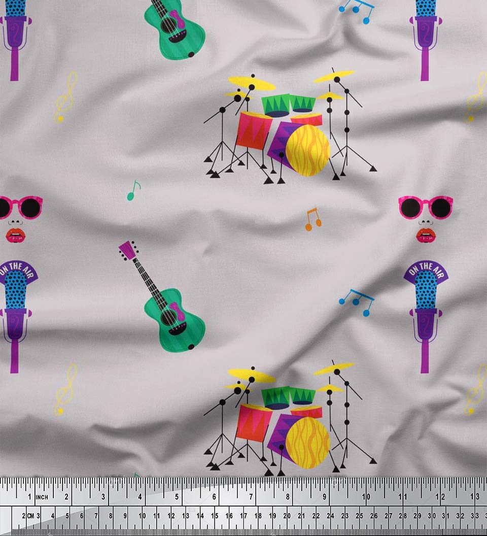Soimoi Moss Georgette Gray Fabric by The Yard - 42 Inch Wide Premium Printed Fabric for Drum Kits, Guitar Cases & Musical Instrument Covers - Perfect for DIY Fashion, Home Decor & Craft Projects