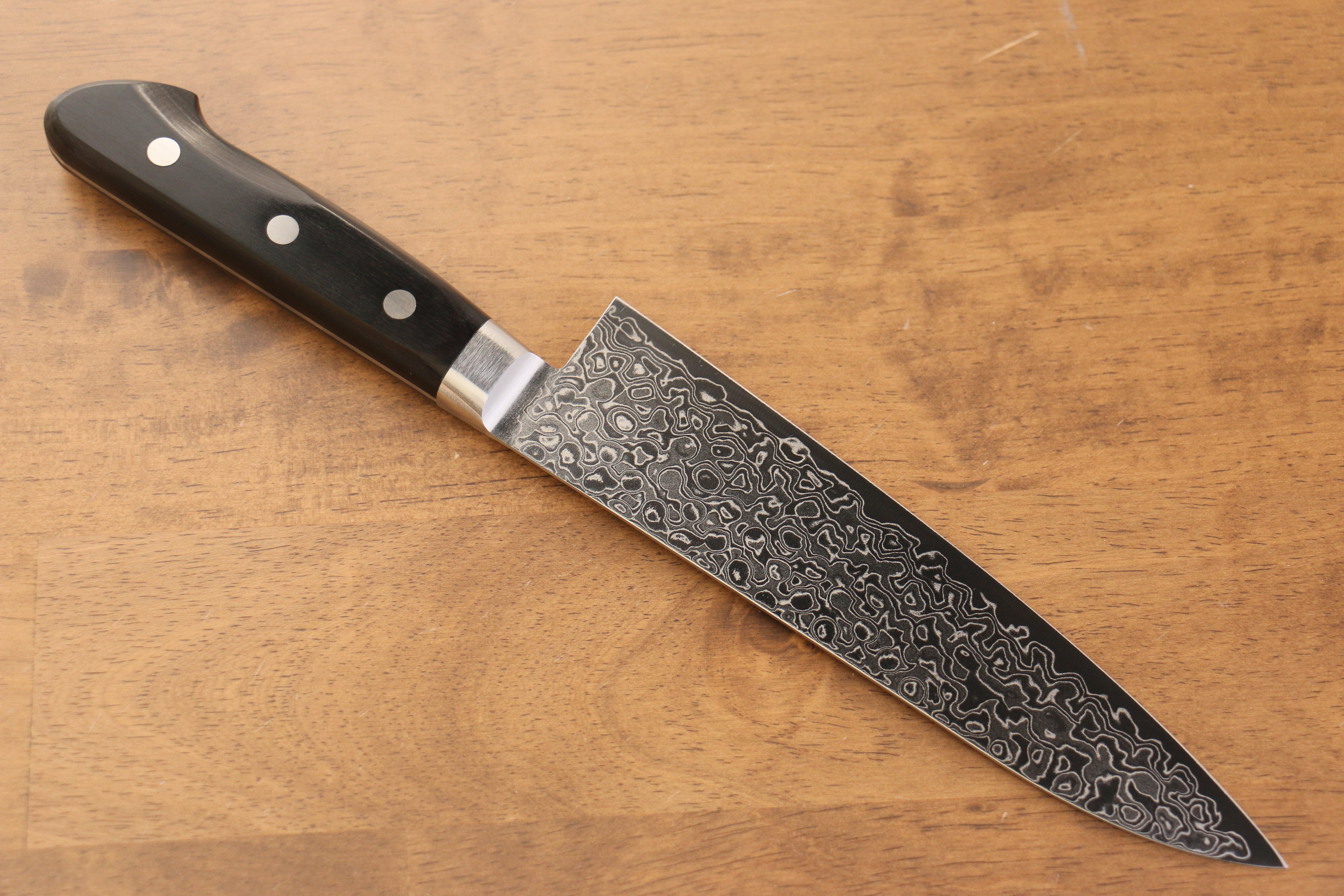Premium Seisuke Kagami AUS10 Damascus Gyuto Chef Knife 180mm - Mirrored Finish, Black Pakkawood Handle - Perfect for Sushi, Meat Slicing & Professional Kitchen Use