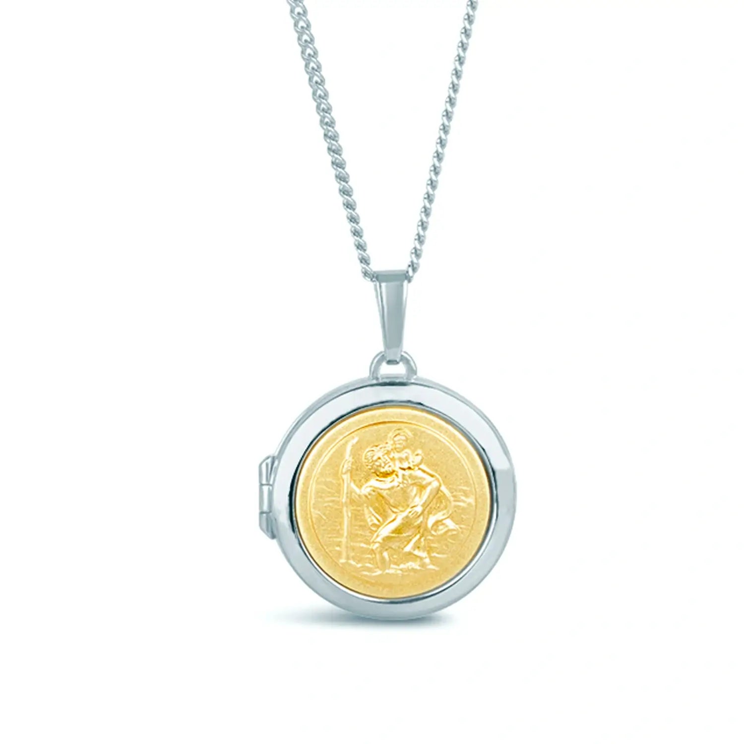 St. Christopher Medal Necklace for Men - 925 Sterling Silver & 14K Gold Plated Religious Pendant - Perfect for Travel Protection & Gifts