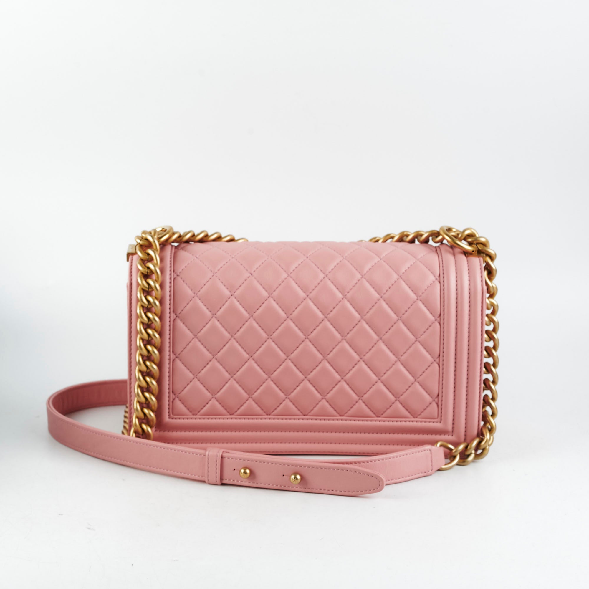 Chanel Old Medium Boy Bag in Pink Lambskin Leather - Luxury Crossbody Bag for Women, Perfect for Date Night & Special Occasions