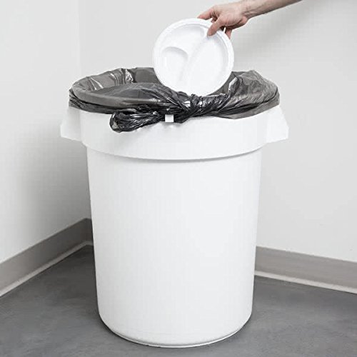 Huskee 32 Gallon White Trash Can with Lid - Heavy Duty TableTop King 3200WH Kitchen & Outdoor Garbage Bin for Home, Office, Restaurant Use