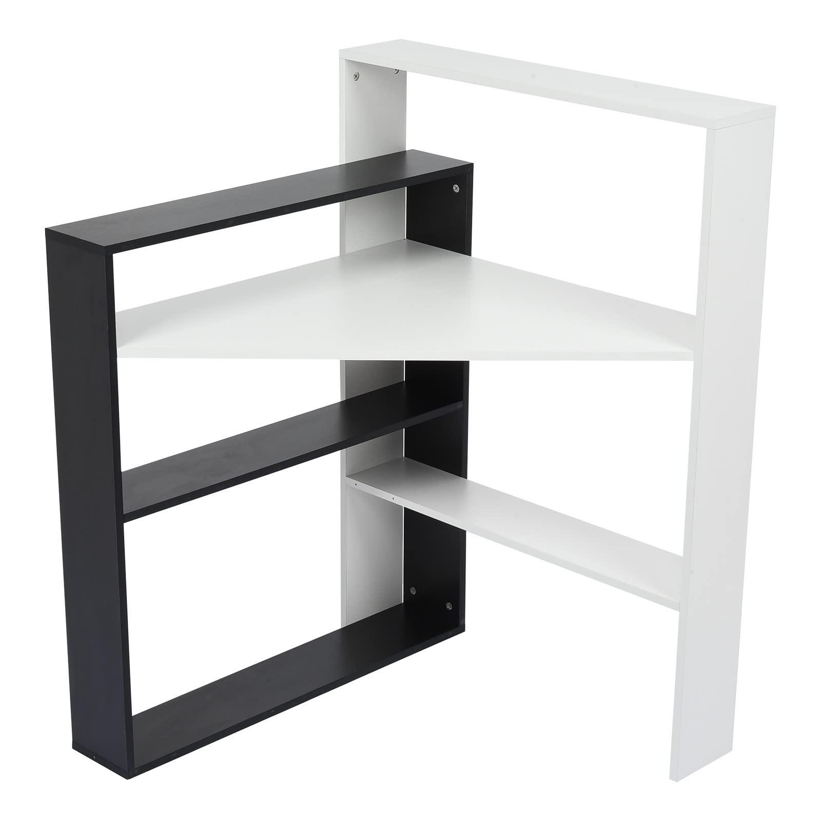 Feterr Multifunctional Corner Computer Desk with Storage Shelves - Home Office Writing Desk, Study Laptop Table, Compact Workstation for Small Spaces - Perfect for Remote Work & Online Learning (White/Black, One Size)