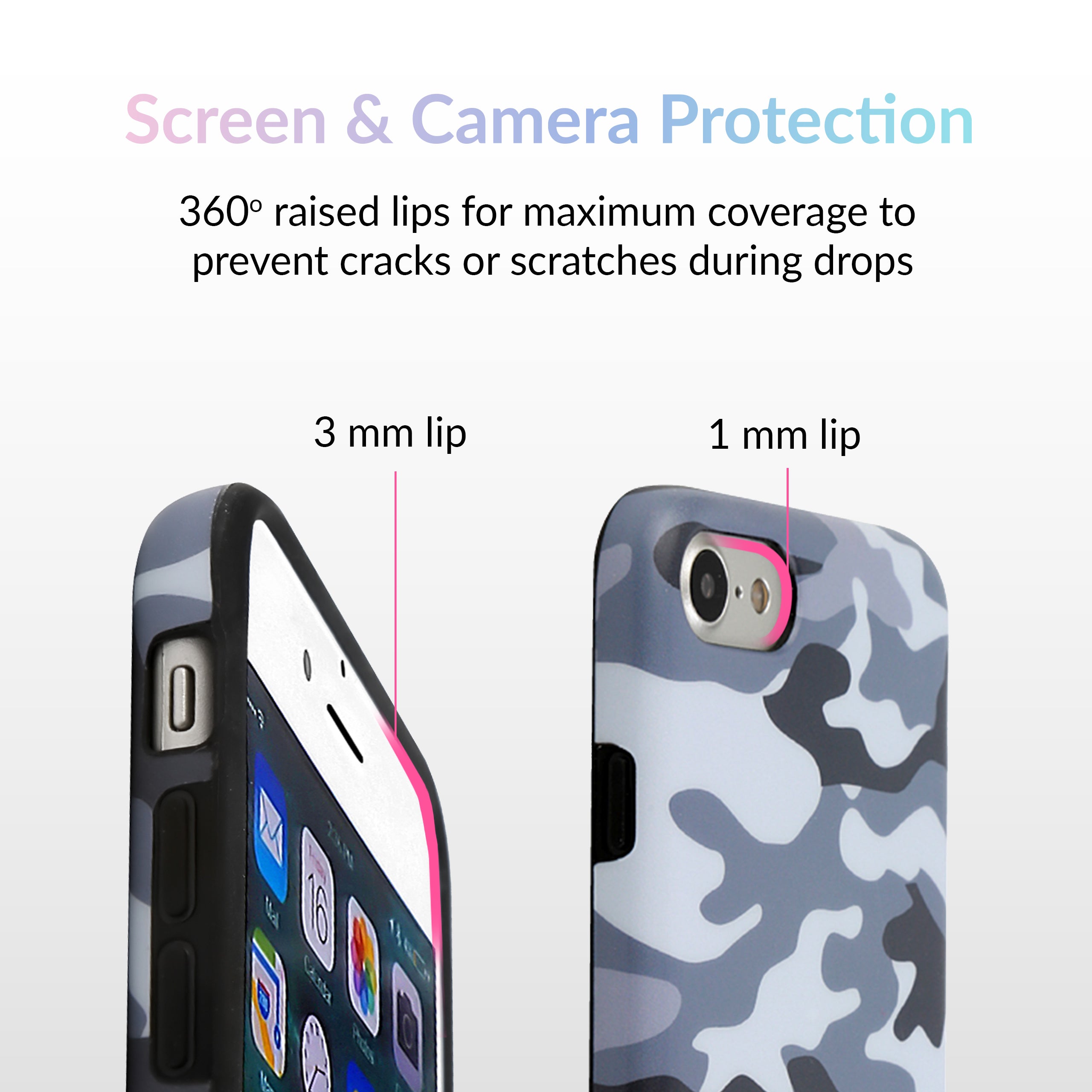 Gray Camo iPhone Case - Durable Protective Cover for iPhone 13/14/15 Pro Max - Military Grade Shockproof Slim Design - Perfect for Outdoor, Travel & Daily Use