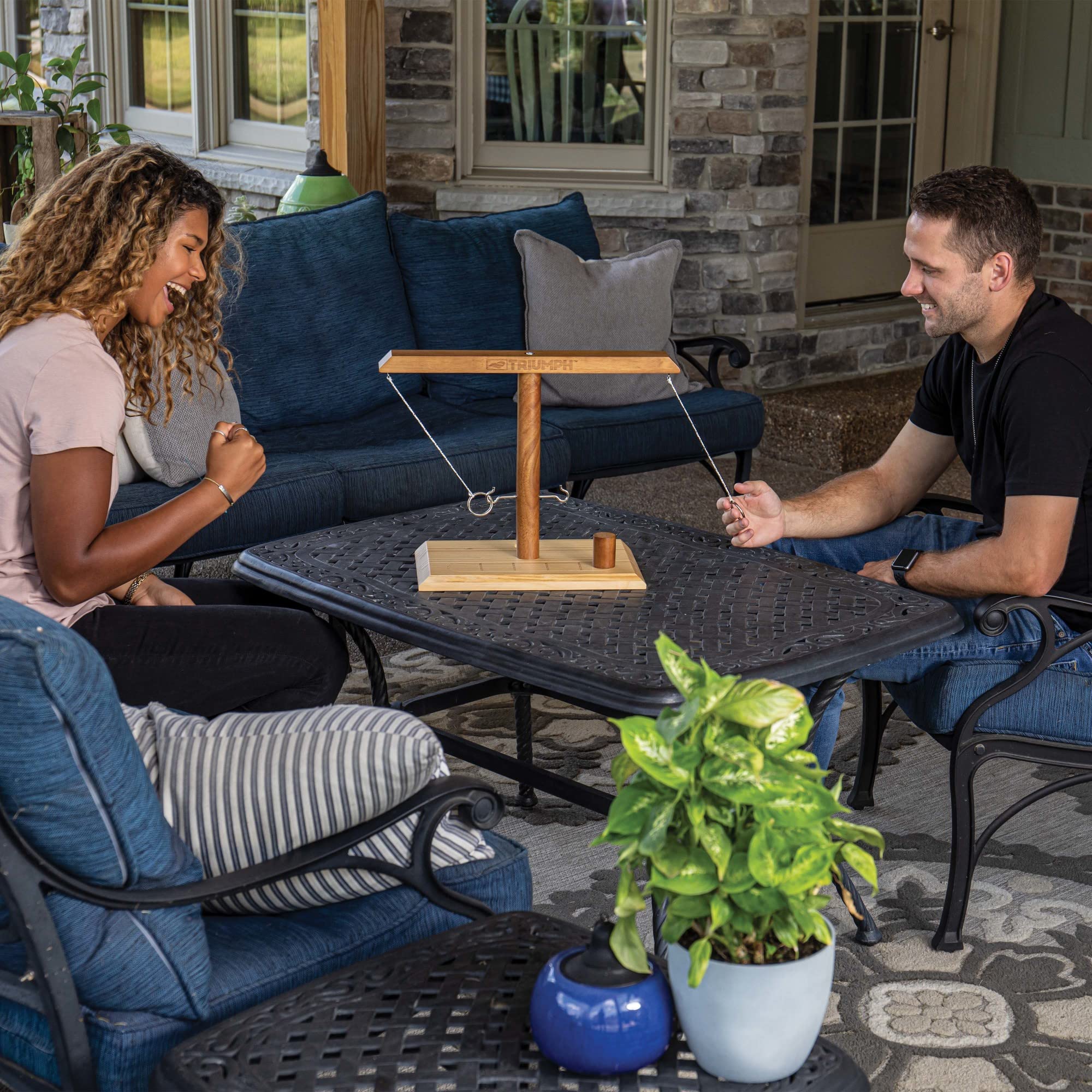 Triumph Sports Hook and Ring Toss Game - Outdoor & Indoor Fun for Adults, Kids, Family Parties, Backyard, Beach, Camping | Durable Ring Toss Battle Game
