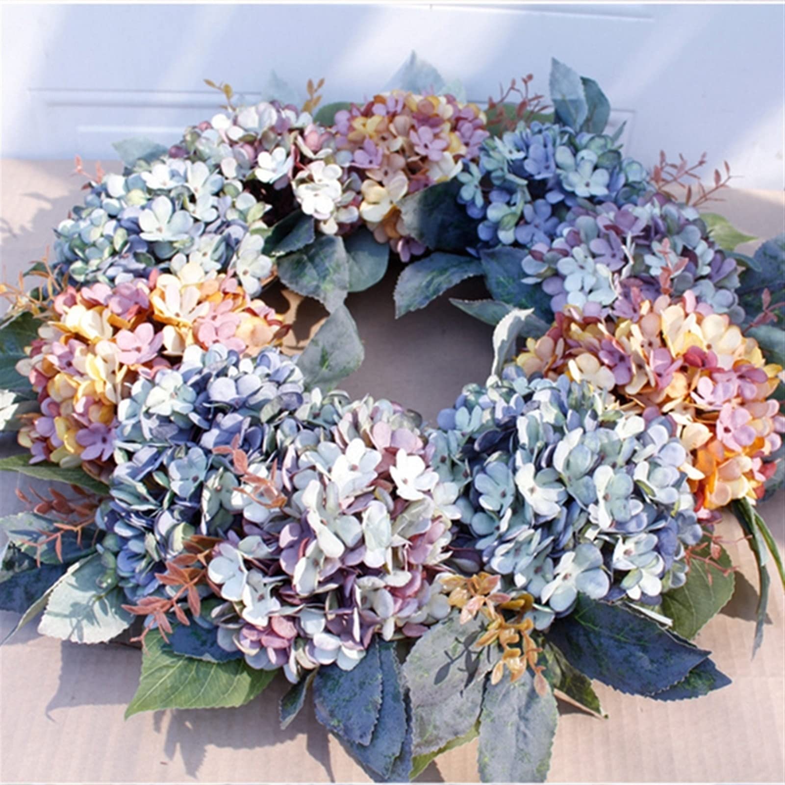 22 Inch Fall Hydrangea Wreath - Rattan & Gingko Leaf Decor for Wedding, Christmas, Home Door - Photography Props & Holiday Garland for Front Door, Fireplace, and Seasonal Decorations