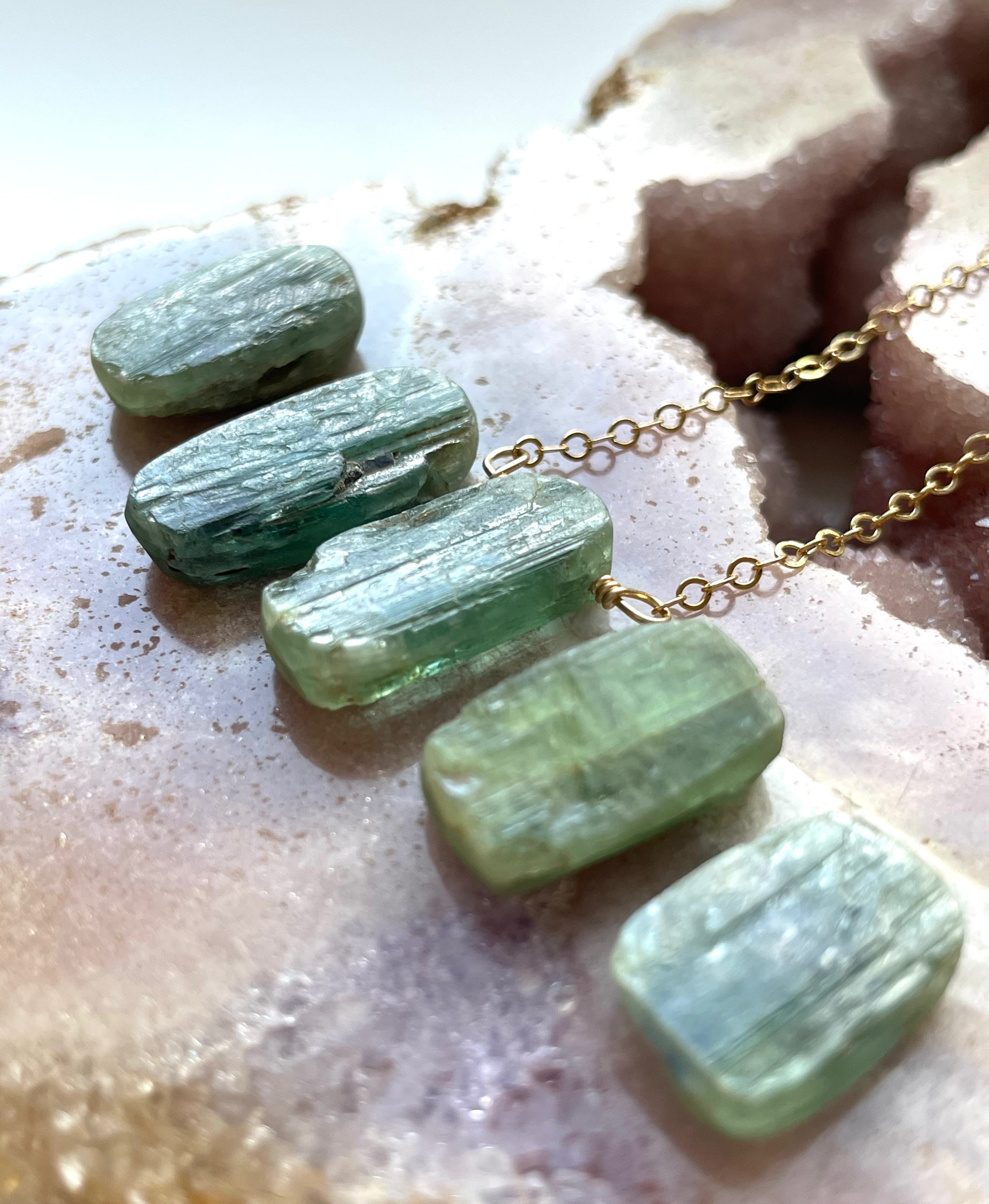Raw Green Kyanite Crystal Necklace for Women - Natural Healing Stone Jewelry for Chakra Balancing & Energy Cleansing | Perfect for Meditation, Yoga & Spiritual Healing