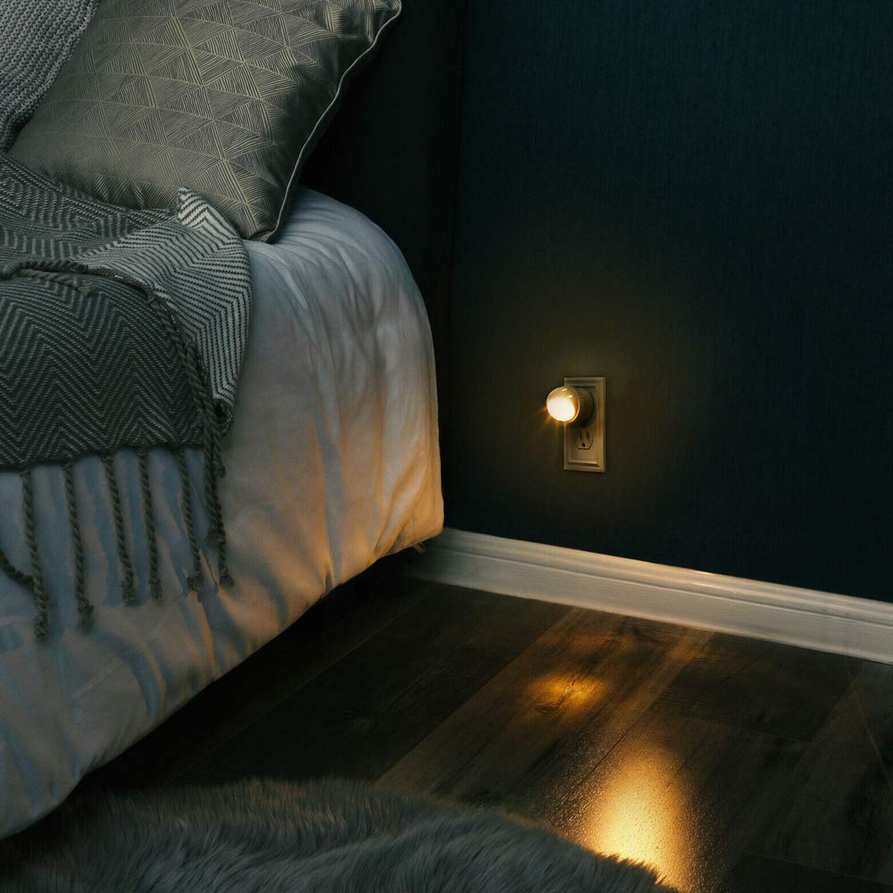 4-Pack Plug-in Night Light with Light Sensor, Warm White LED Bedroom Lights, 360° Rotating Swivel Base - Perfect for Hallways, Nurseries, Bathrooms & Staircases