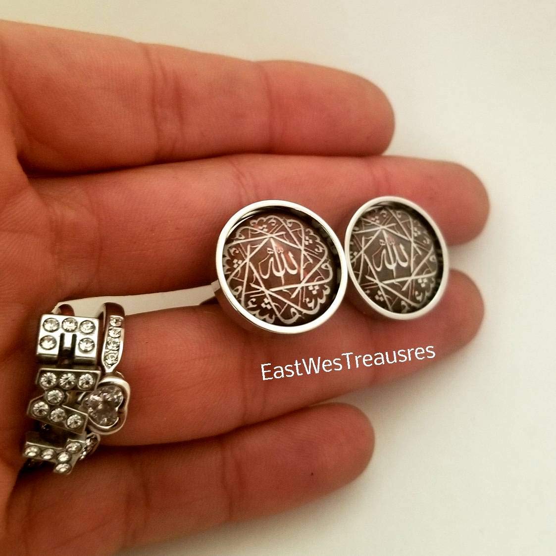 Allah Akbar Arabic Cufflinks for Men - Elegant Cuff Links & Lapel Tie Pin Set - Perfect Middle Eastern Gift for Him - Ideal for Weddings, Formal Events & Special Occasions