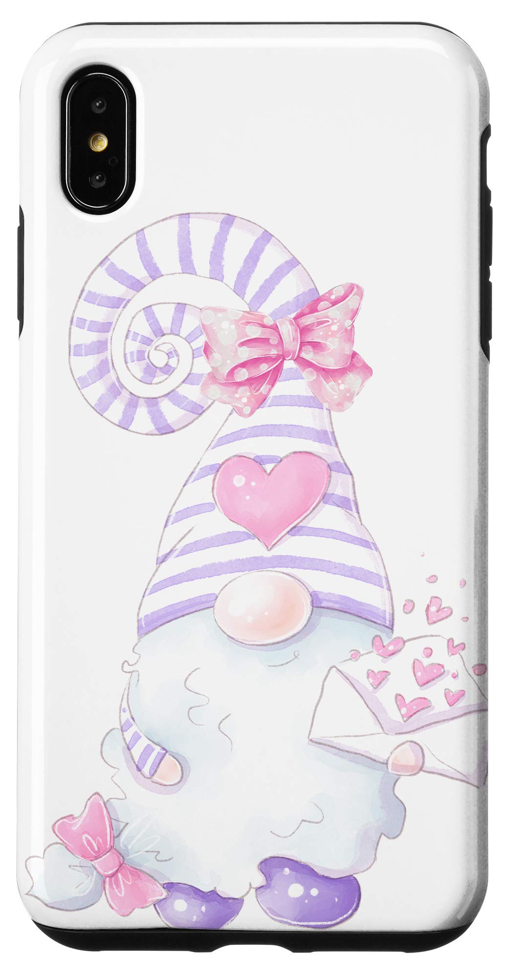 iPhone XS Max Cute Gnome Case with Pink Ribbons & Hearts - Perfect for Valentine's Day Gifts & Everyday Protection